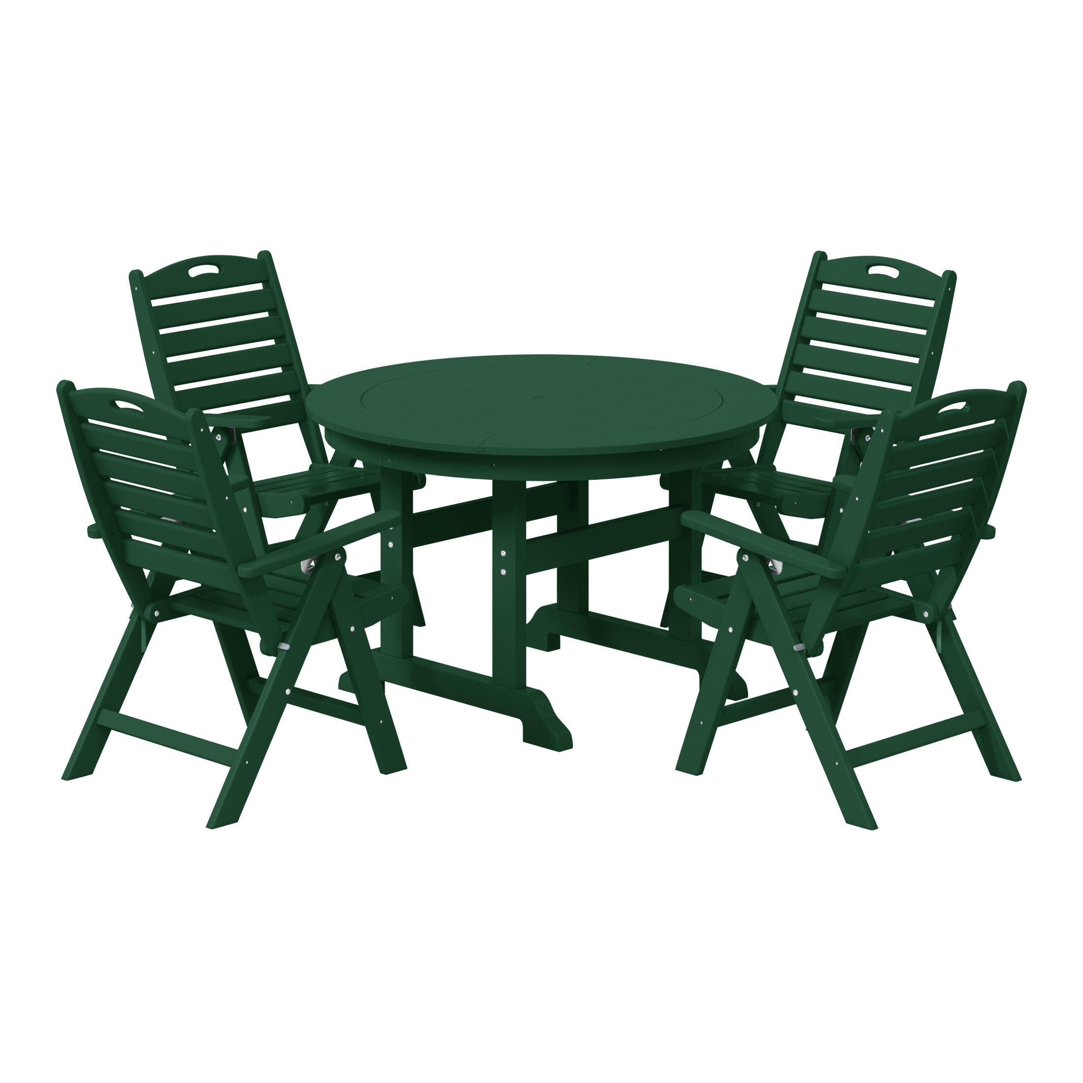 Westin Furniture Laguna Outdoor Round Dining Table and 4 Chairs, Dark Green, large