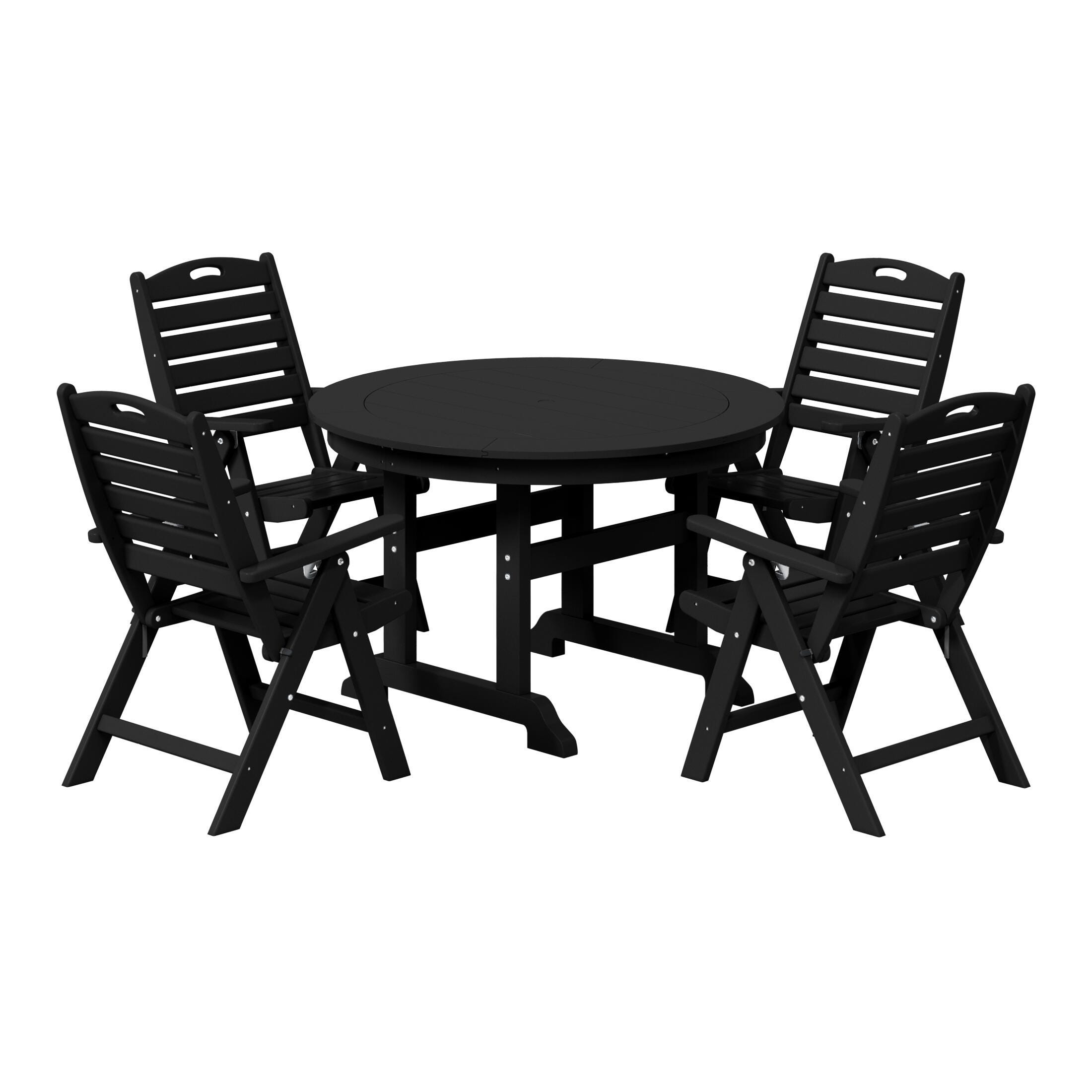 Westin Furniture Laguna Outdoor Round Dining Table and 4 Chairs, Black, large