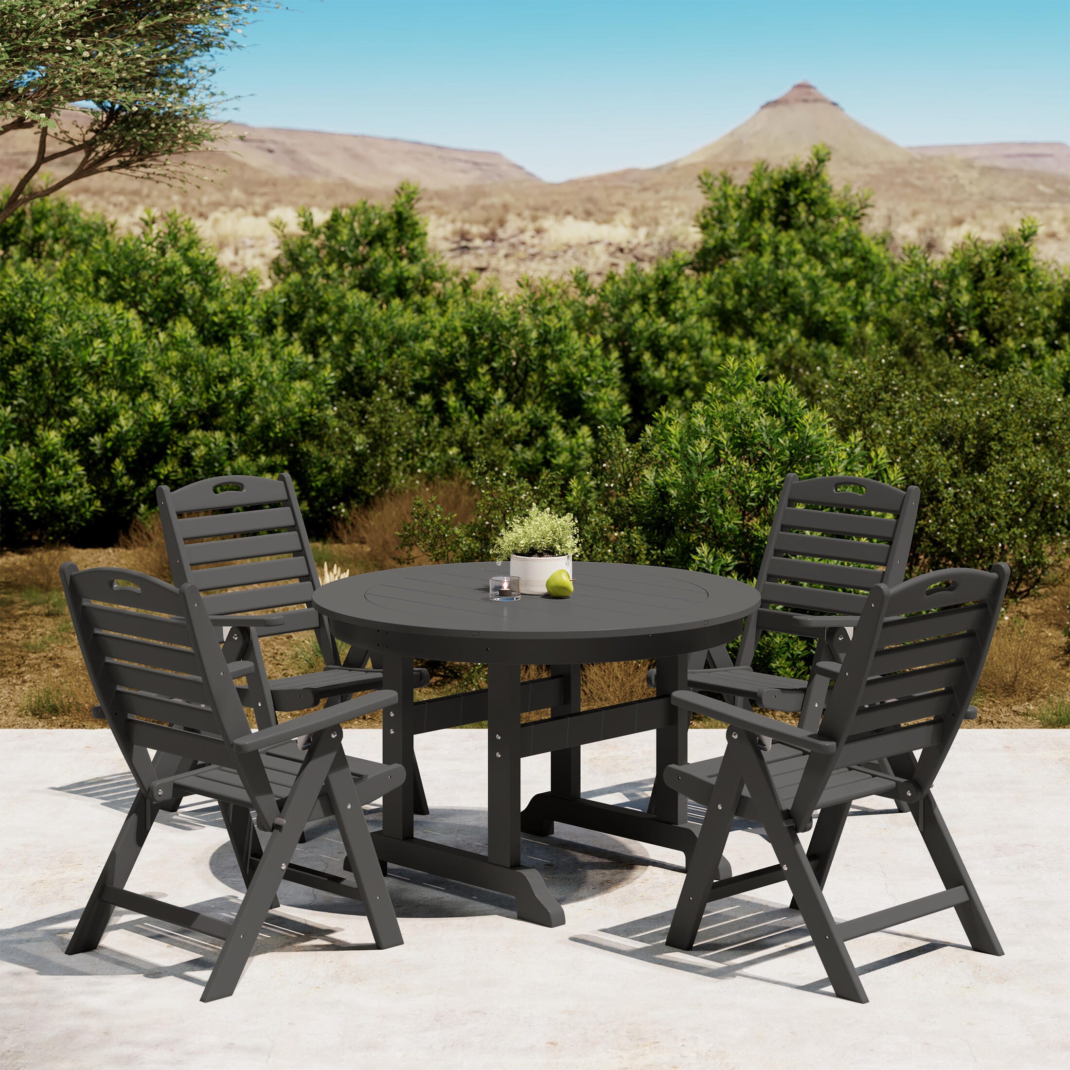 Westin Furniture Laguna Outdoor Round Dining Table and 4 Chairs, Gray, rollover