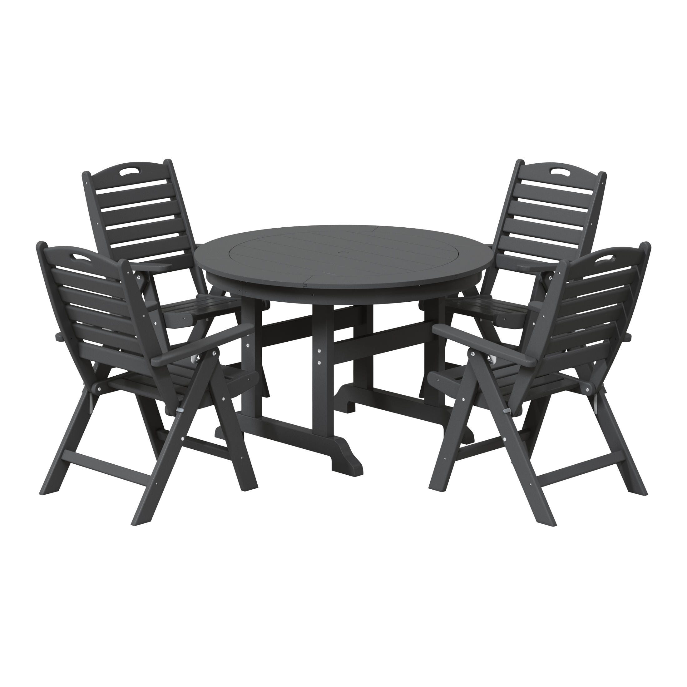 Westin Furniture Laguna Outdoor Round Dining Table and 4 Chairs, Gray, large
