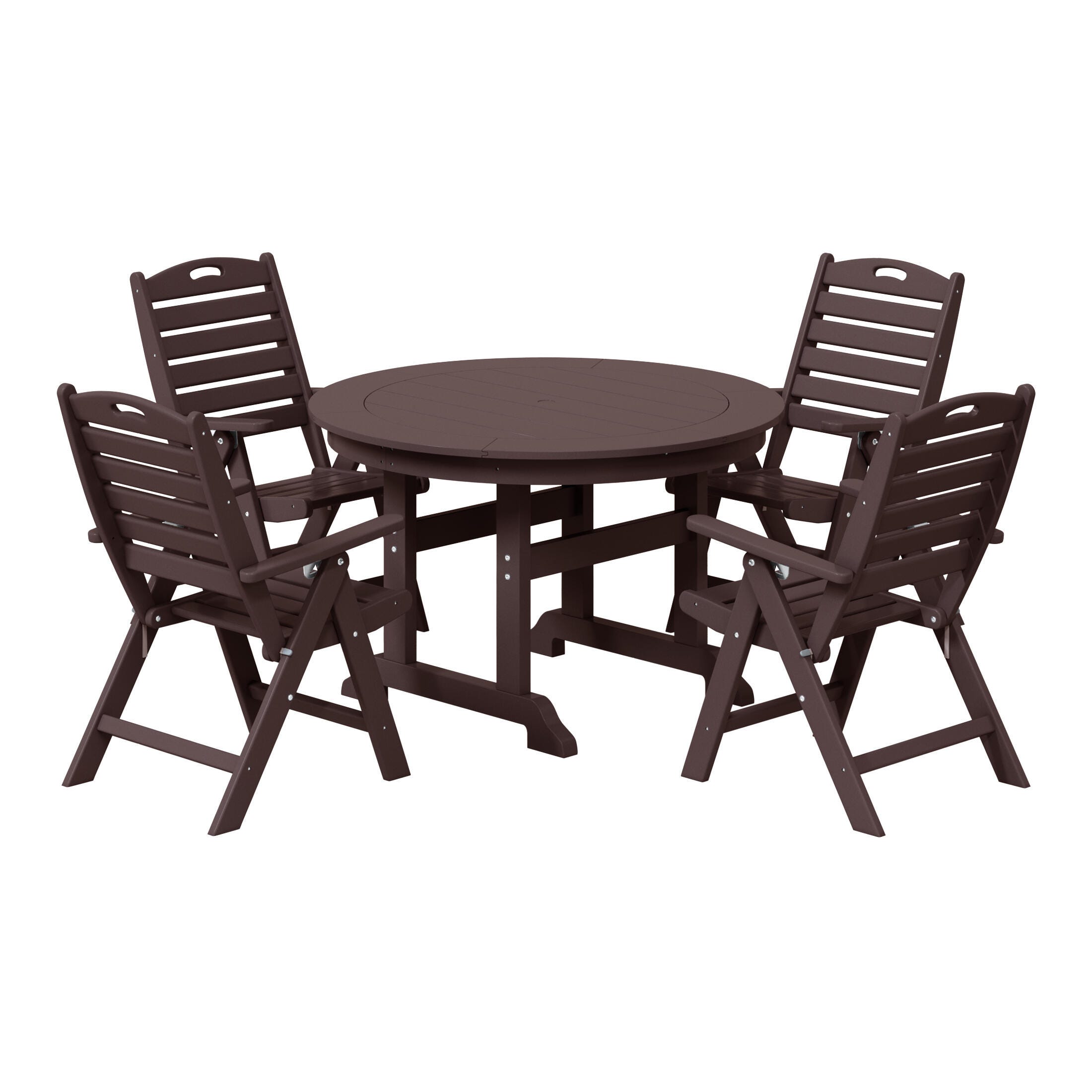 Westin Furniture Laguna Outdoor Round Dining Table and 4 Chairs, Dark Brown, large