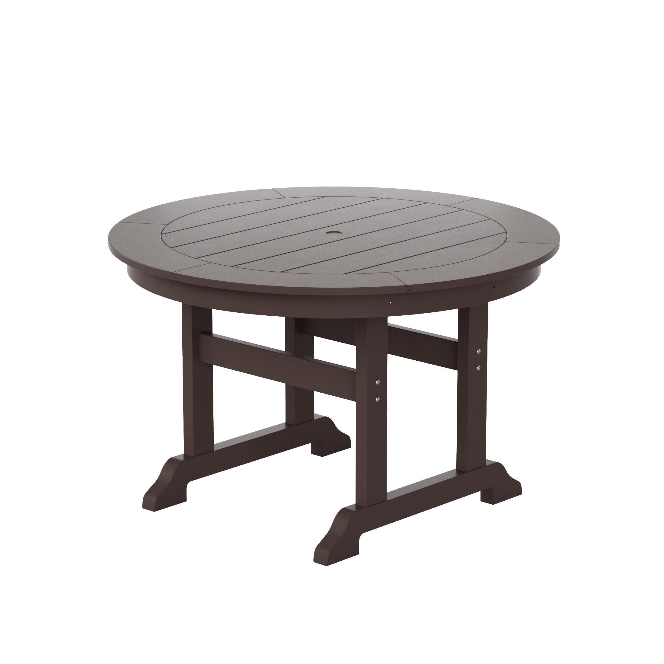 Westin Furniture Laguna Outdoor Round Dining Table and 4 Chairs, Dark Brown, large