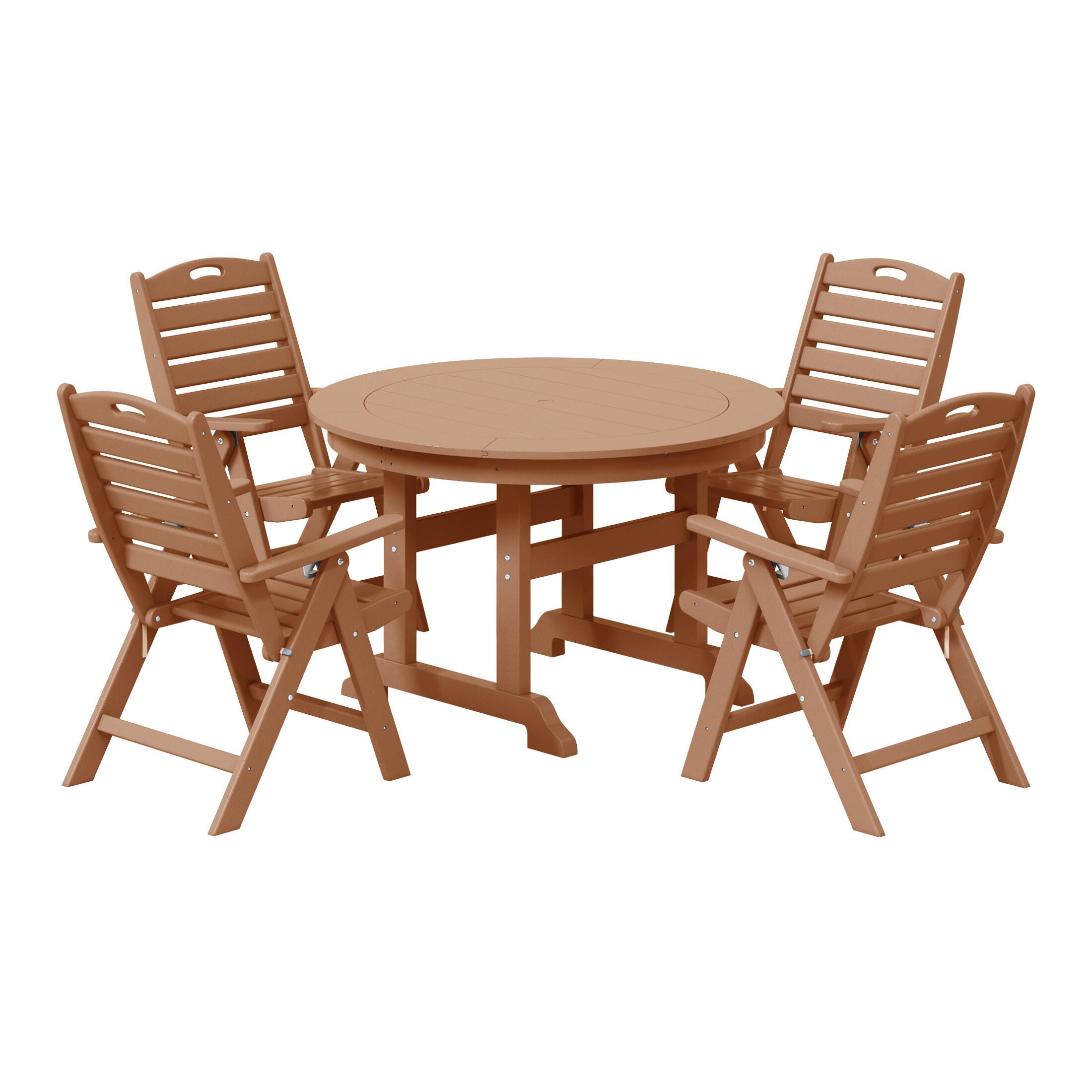 Westin Furniture Laguna Outdoor Round Dining Table and 4 Chairs, Teak, large
