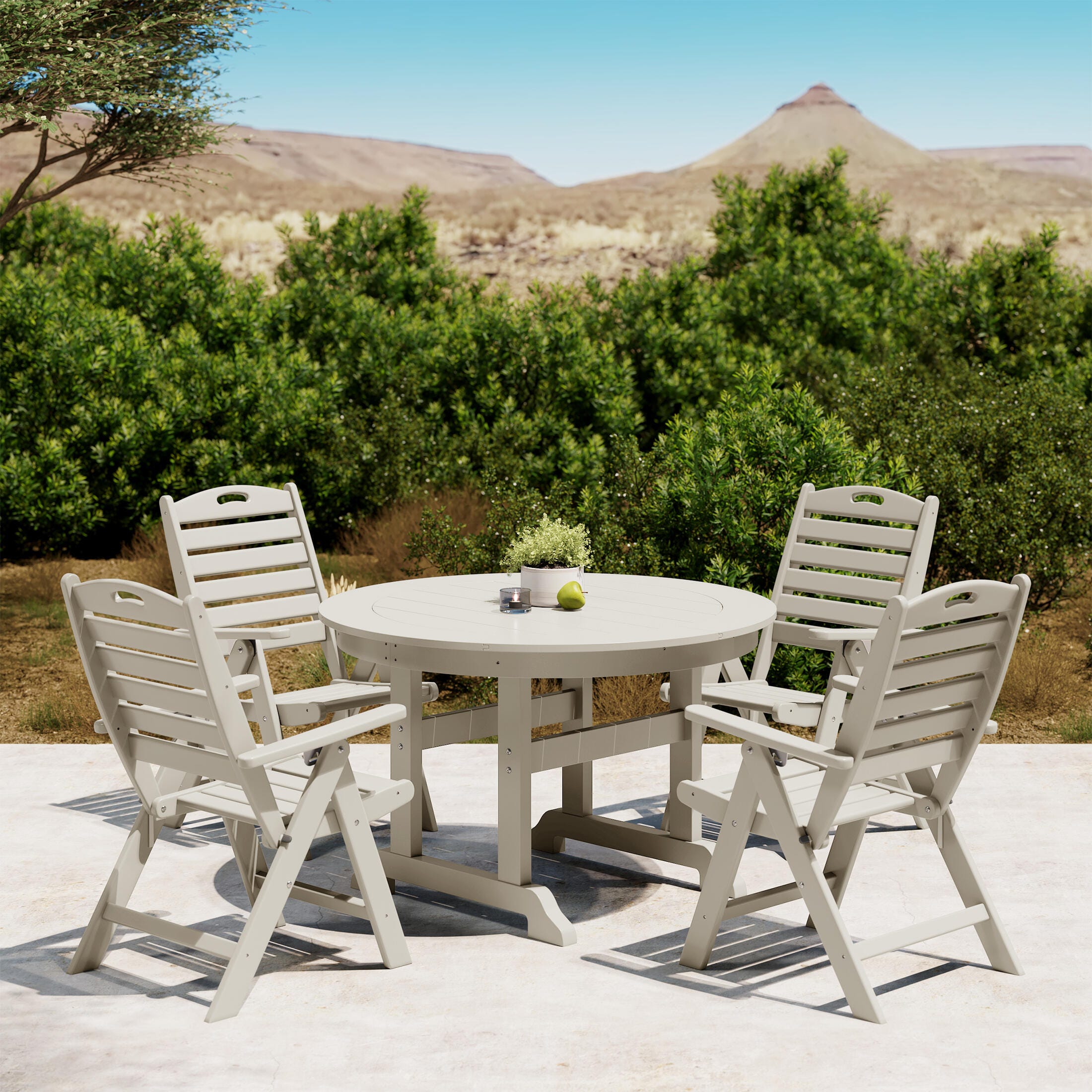 Westin Furniture Laguna Outdoor Round Dining Table and 4 Chairs, Sand, rollover