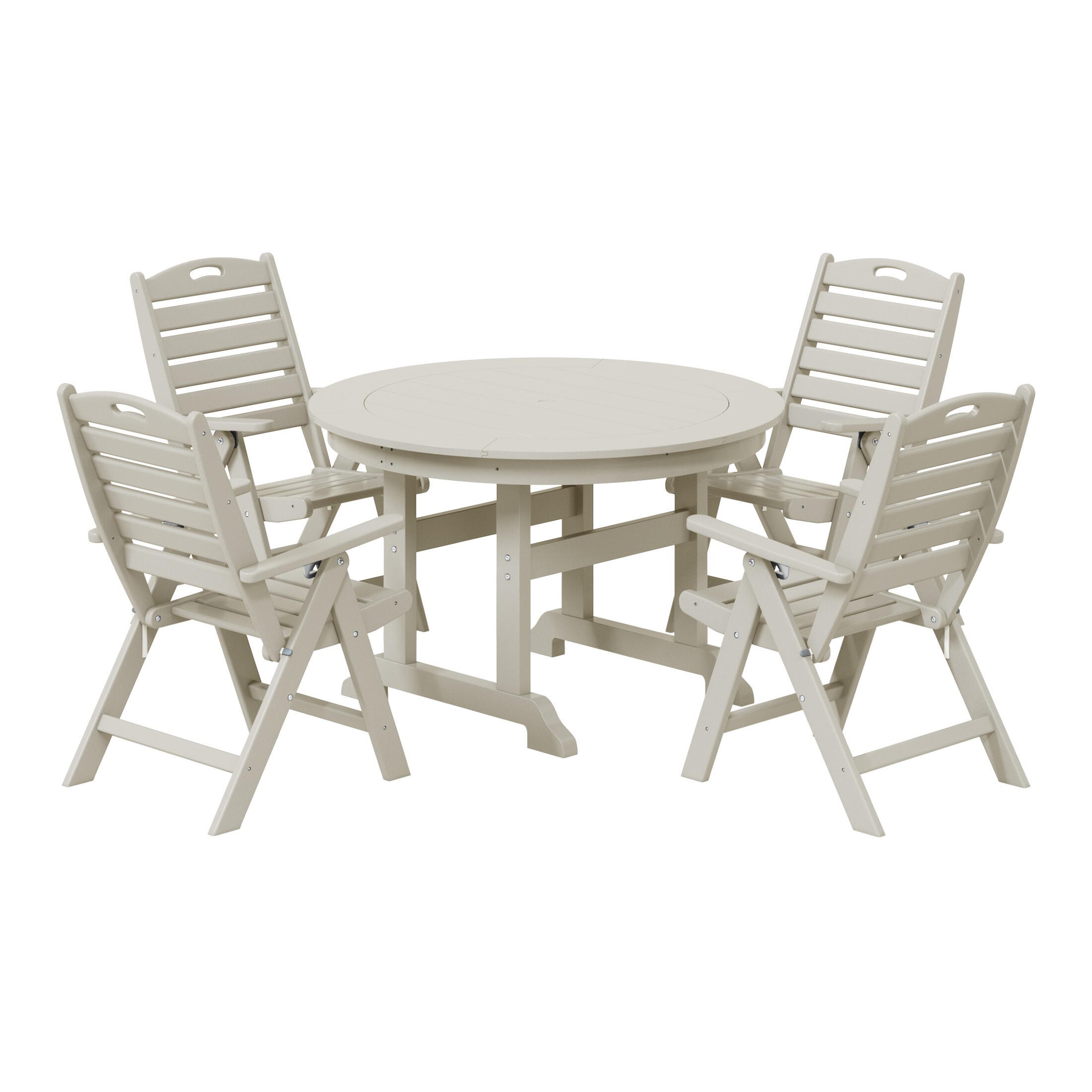 Westin Furniture Laguna Outdoor Round Dining Table and 4 Chairs, Sand, large