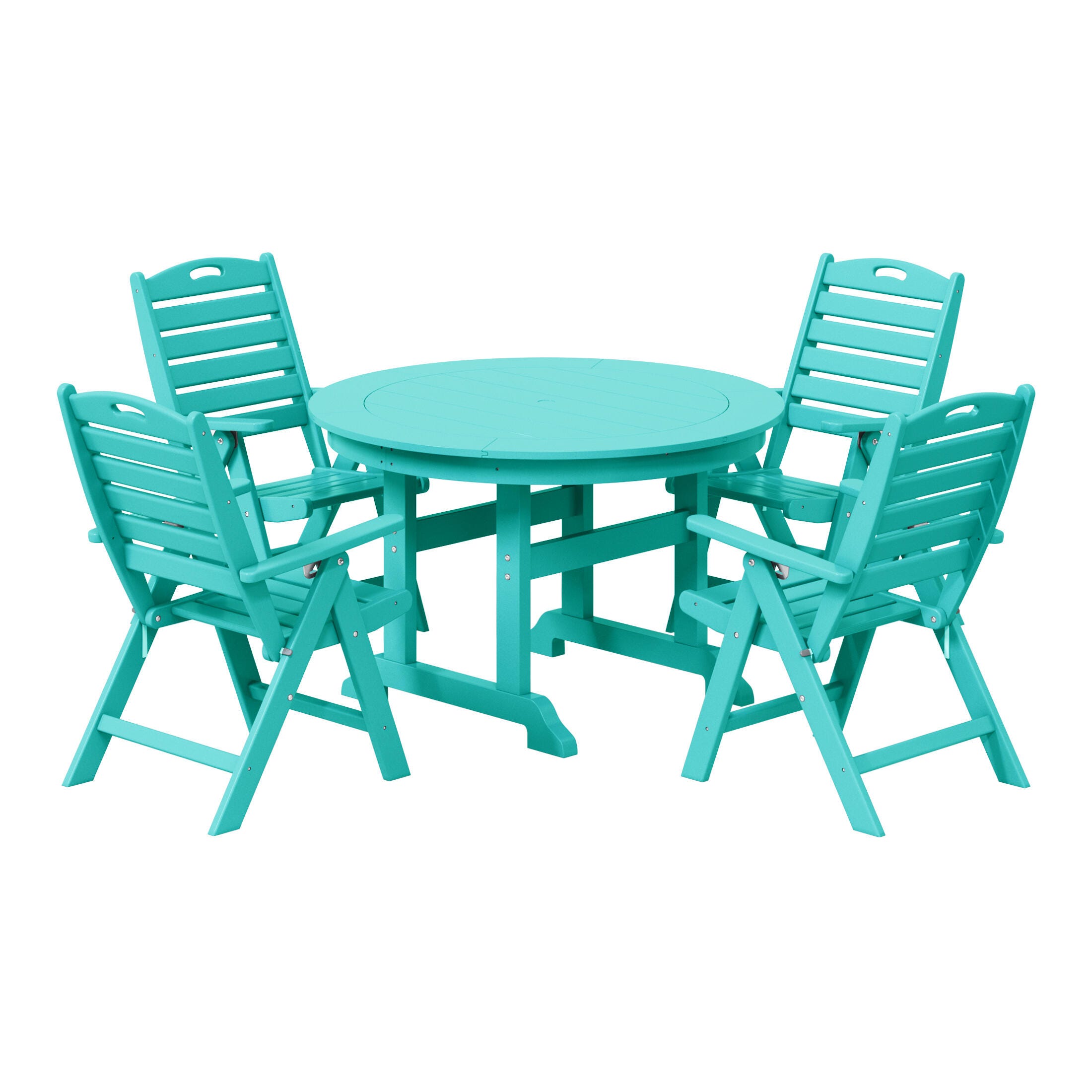 Westin Furniture Laguna Outdoor Round Dining Table and 4 Chairs, Turquoise, large