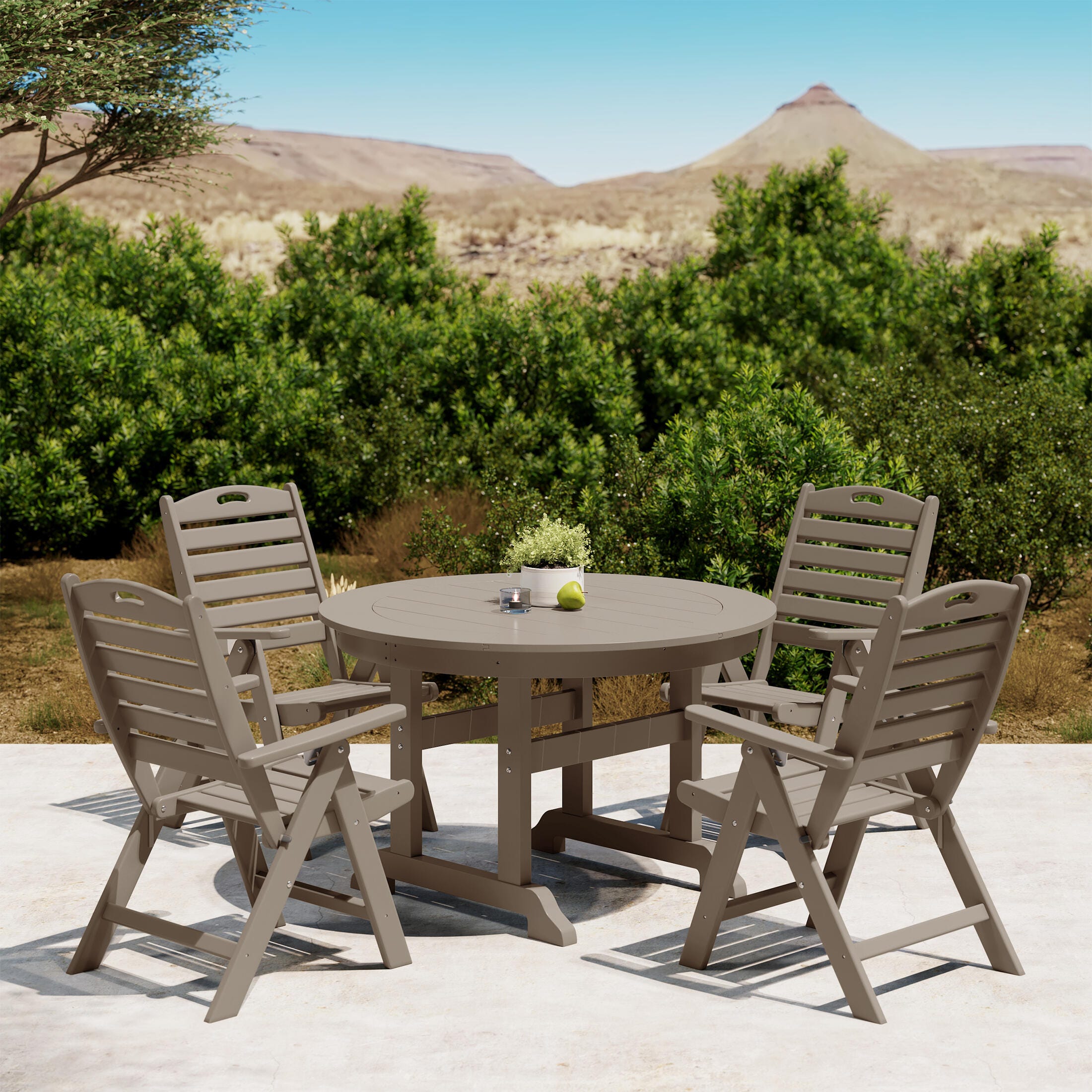 Westin Furniture Laguna Outdoor Round Dining Table and 4 Chairs, Beige, rollover