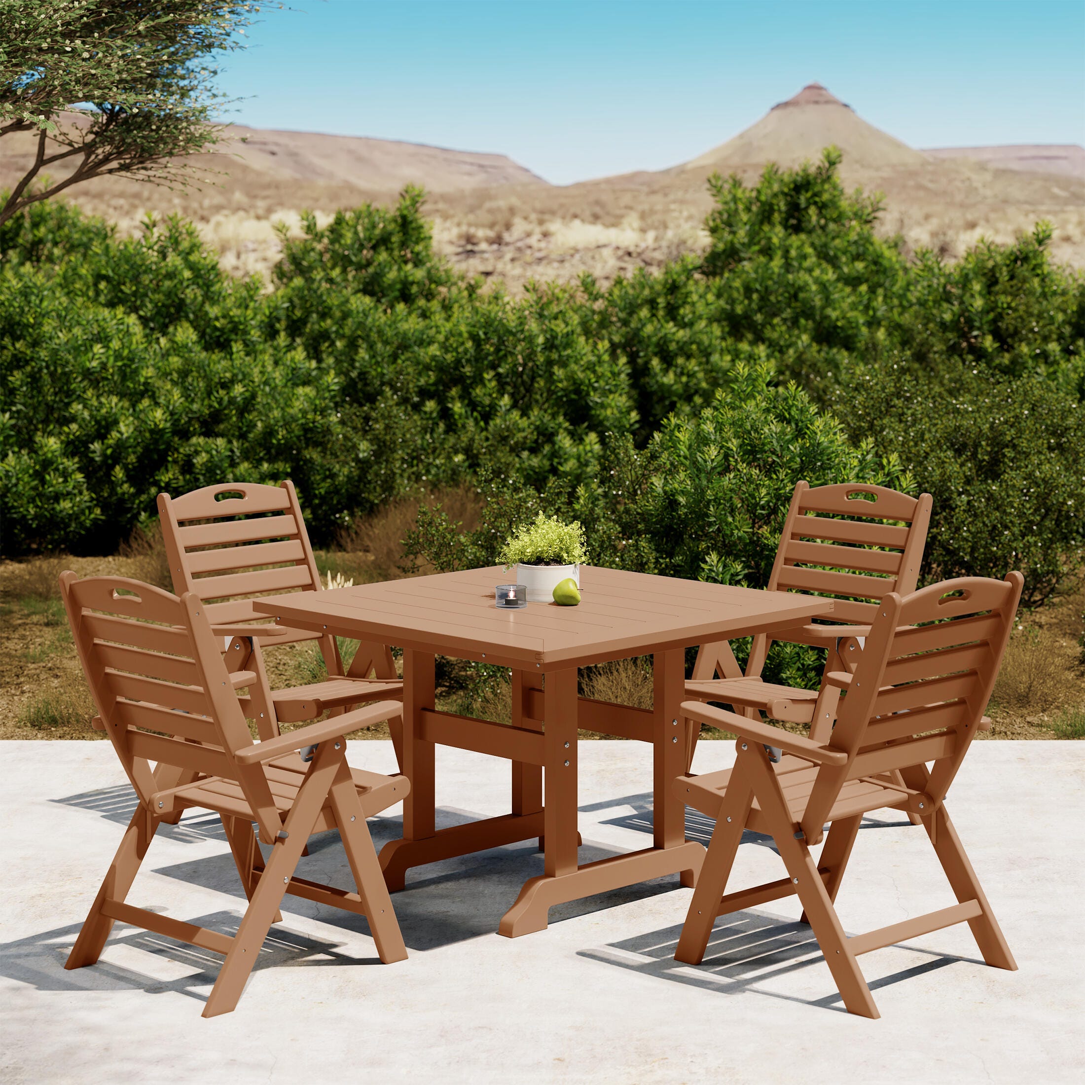 Westin Furniture Laguna Outdoor Square Dining Table and 4 Chairs, Teak, rollover