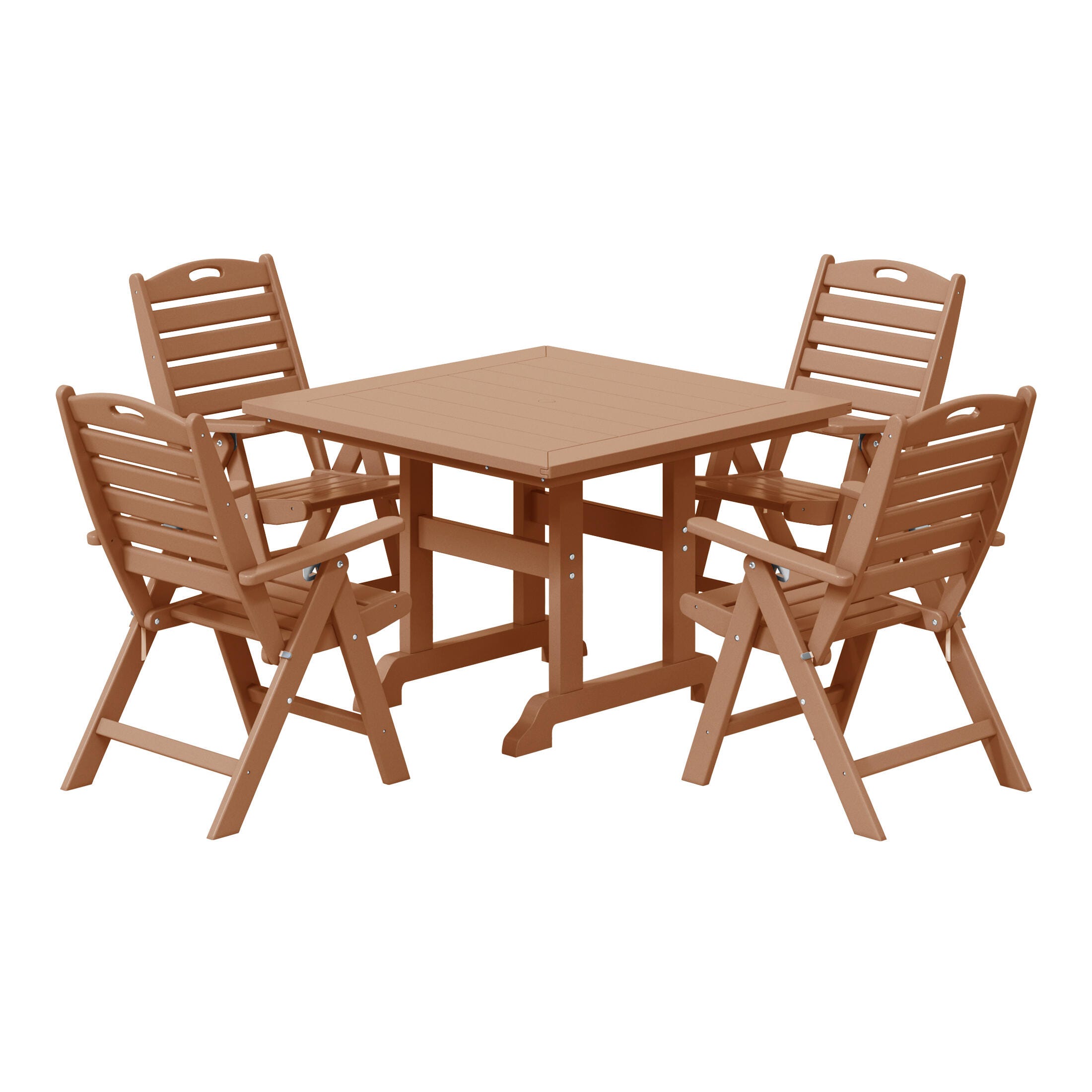Westin Furniture Laguna Outdoor Square Dining Table and 4 Chairs, Teak, large