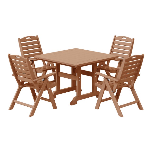 Westin Furniture Laguna Outdoor Square Dining Table and 4 Chairs, Teak