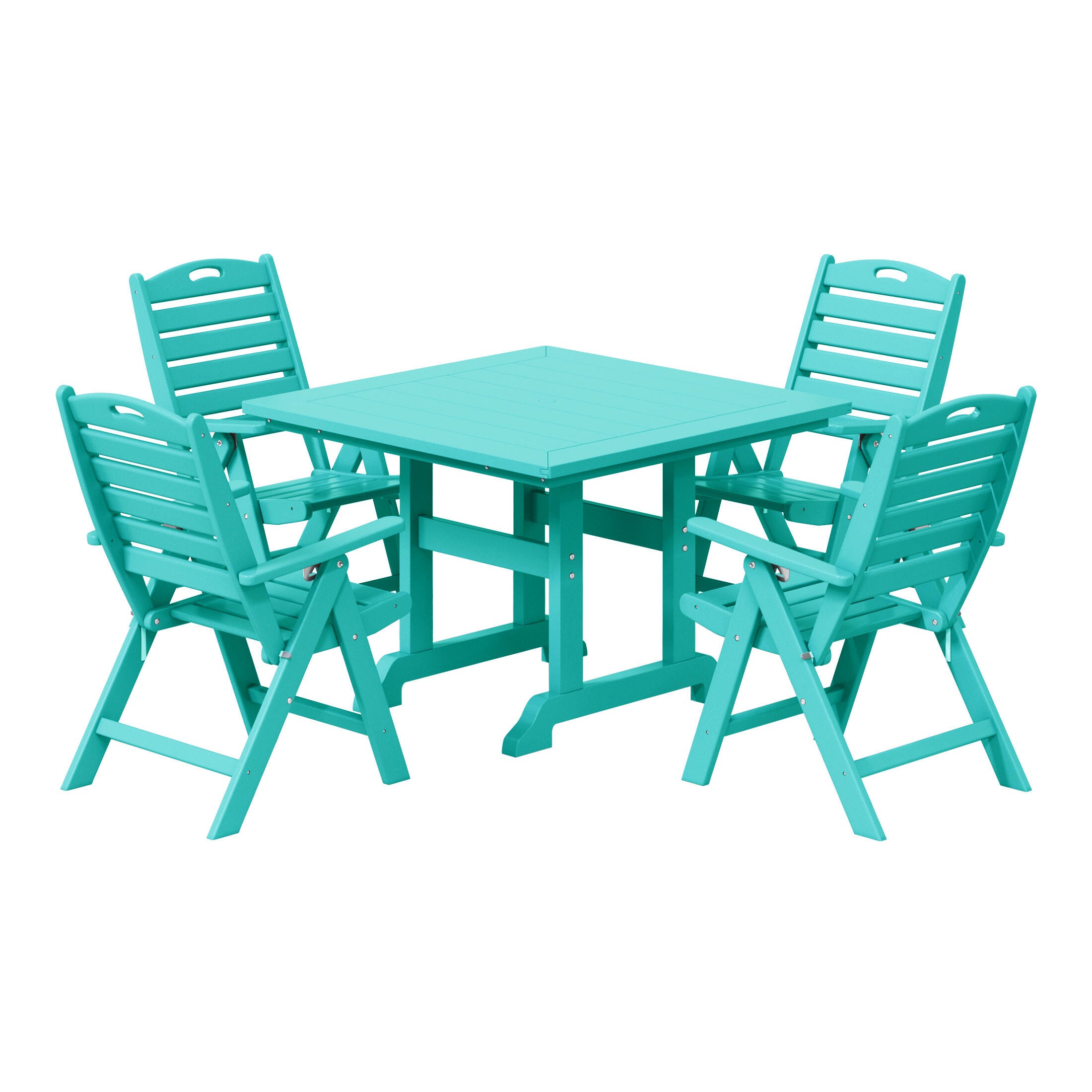 Westin Furniture Laguna Outdoor Square Dining Table and 4 Chairs, Turquoise, large