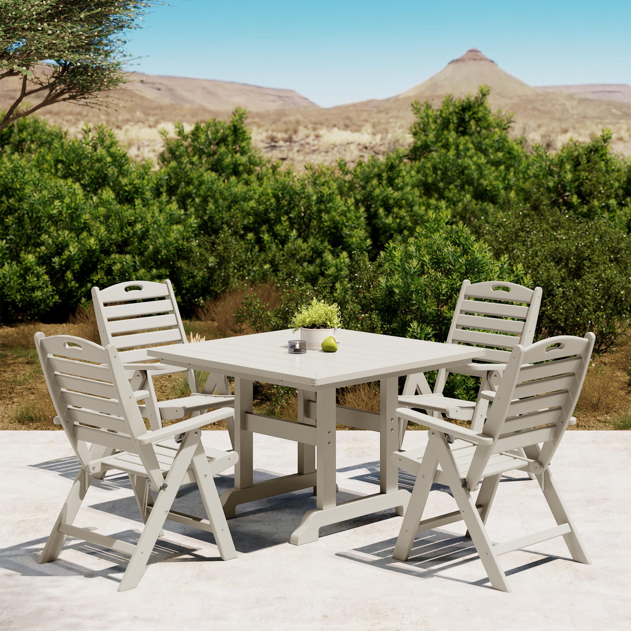 Westin Furniture Laguna Outdoor Square Dining Table and 4 Chairs, Sand, rollover