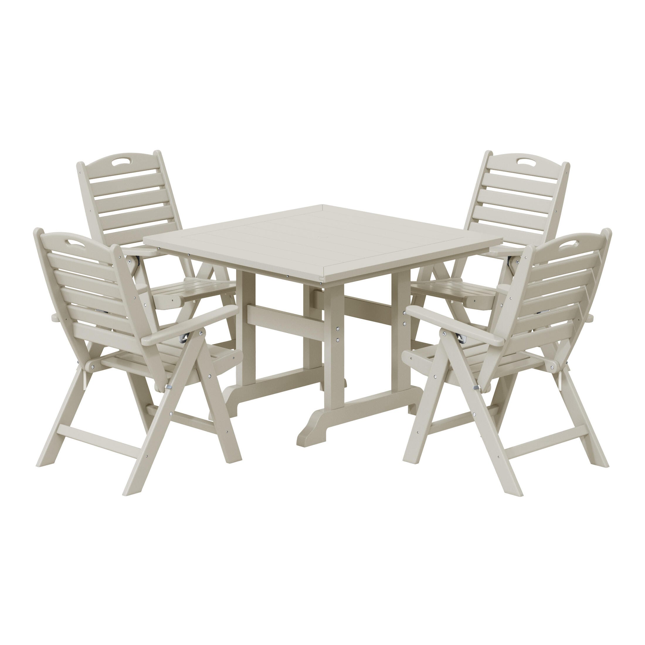 Westin Furniture Laguna Outdoor Square Dining Table and 4 Chairs, Sand, large