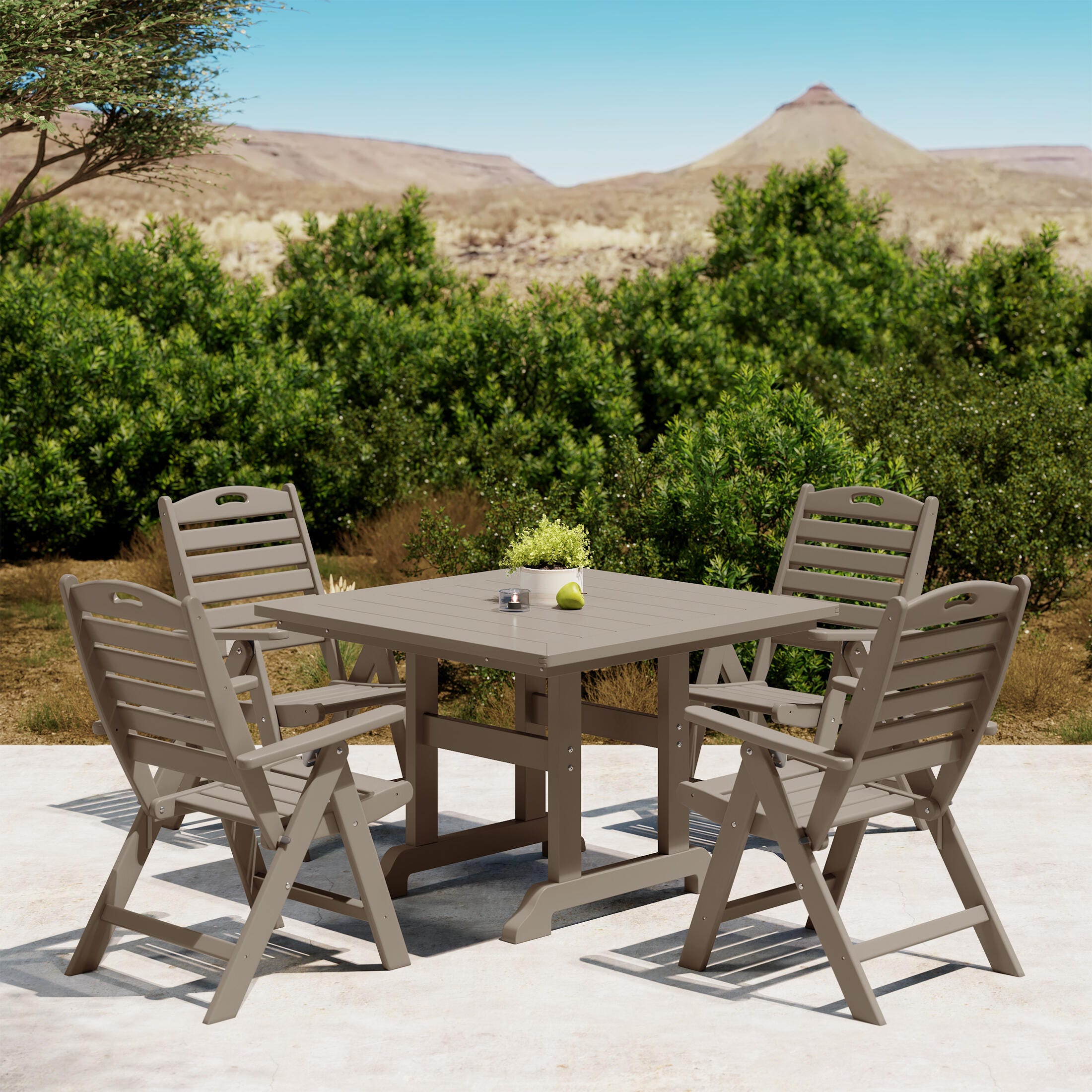 Westin Furniture Laguna Outdoor Square Dining Table and 4 Chairs, Beige, rollover