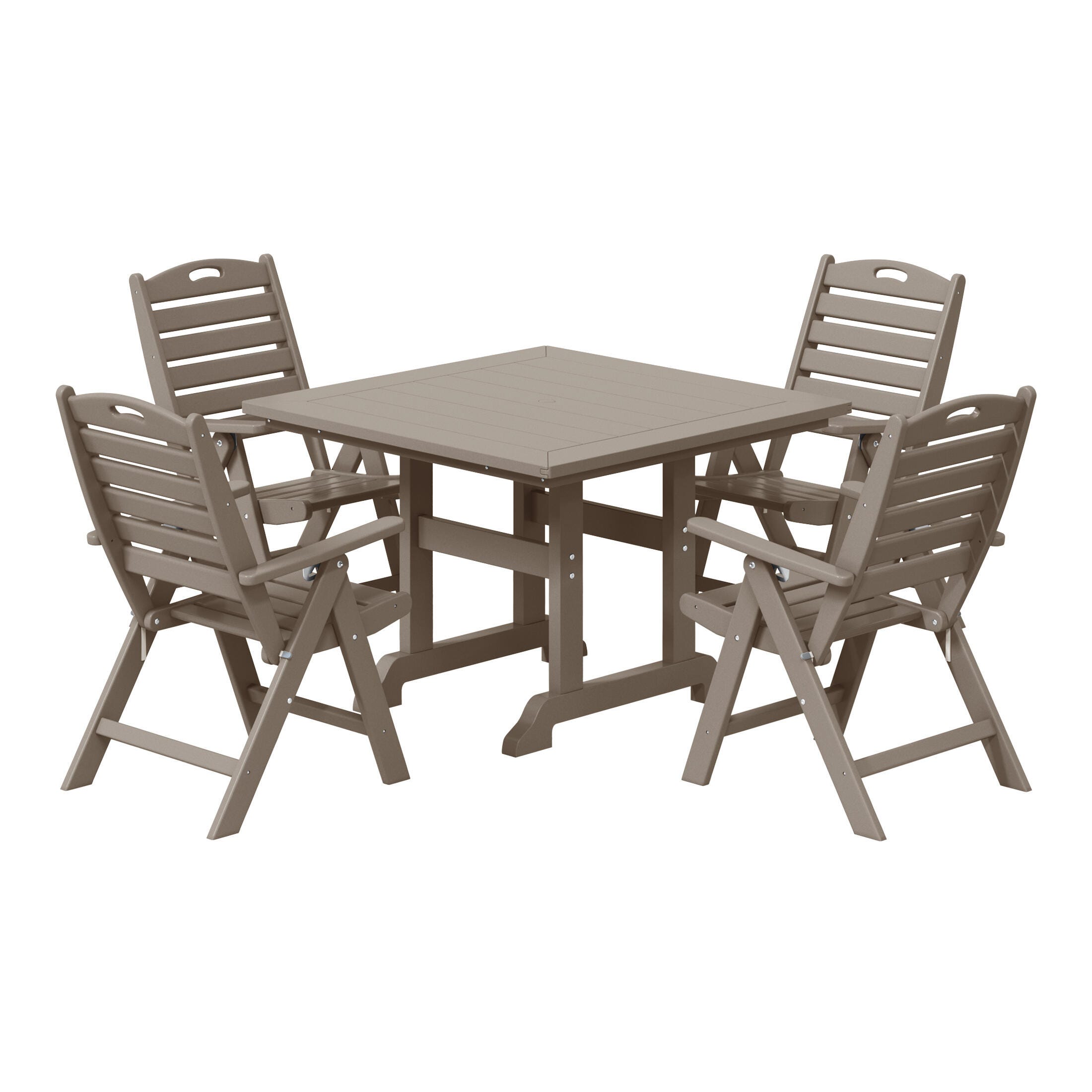 Westin Furniture Laguna Outdoor Square Dining Table and 4 Chairs, Beige, large