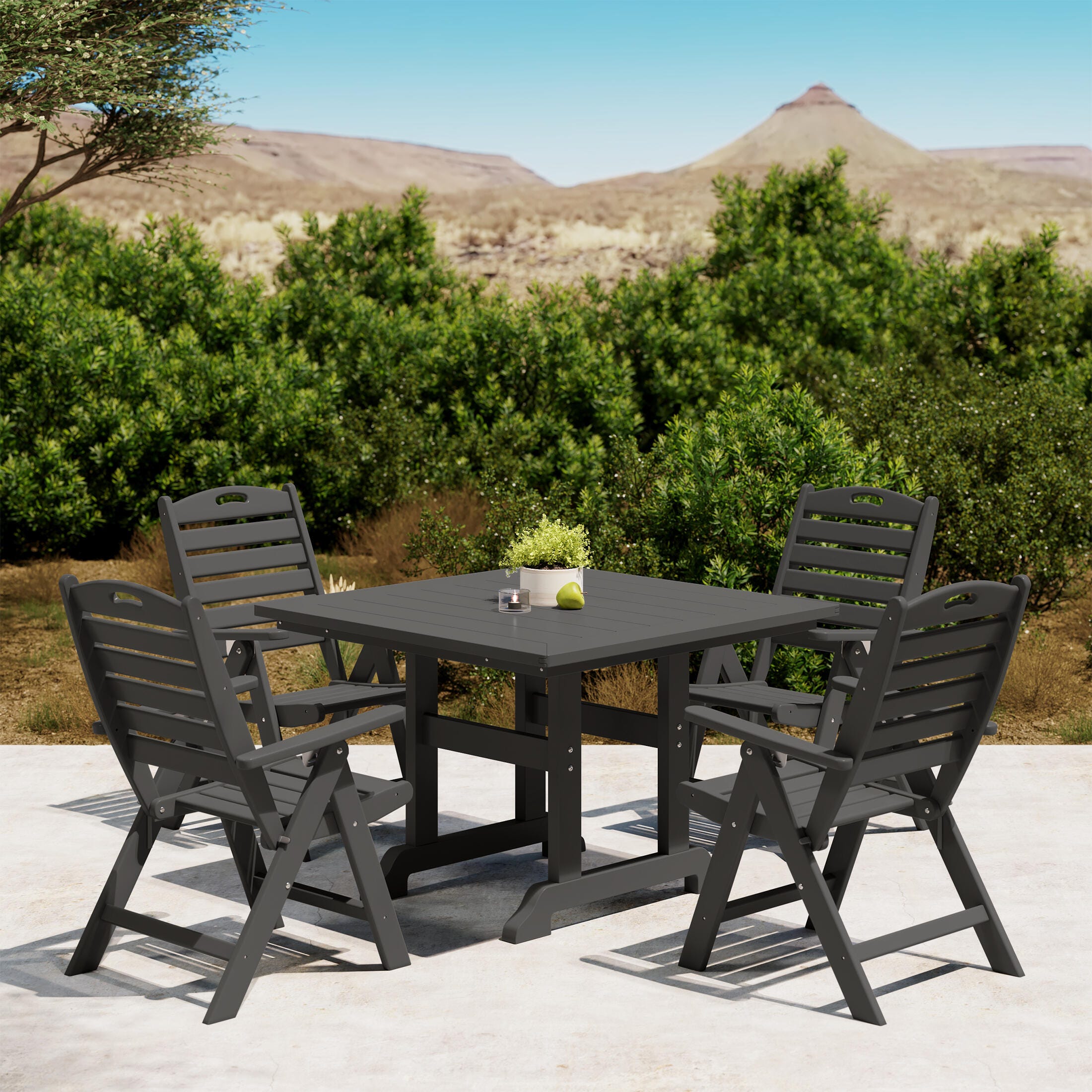 Westin Furniture Laguna Outdoor Square Dining Table and 4 Chairs, Gray, rollover