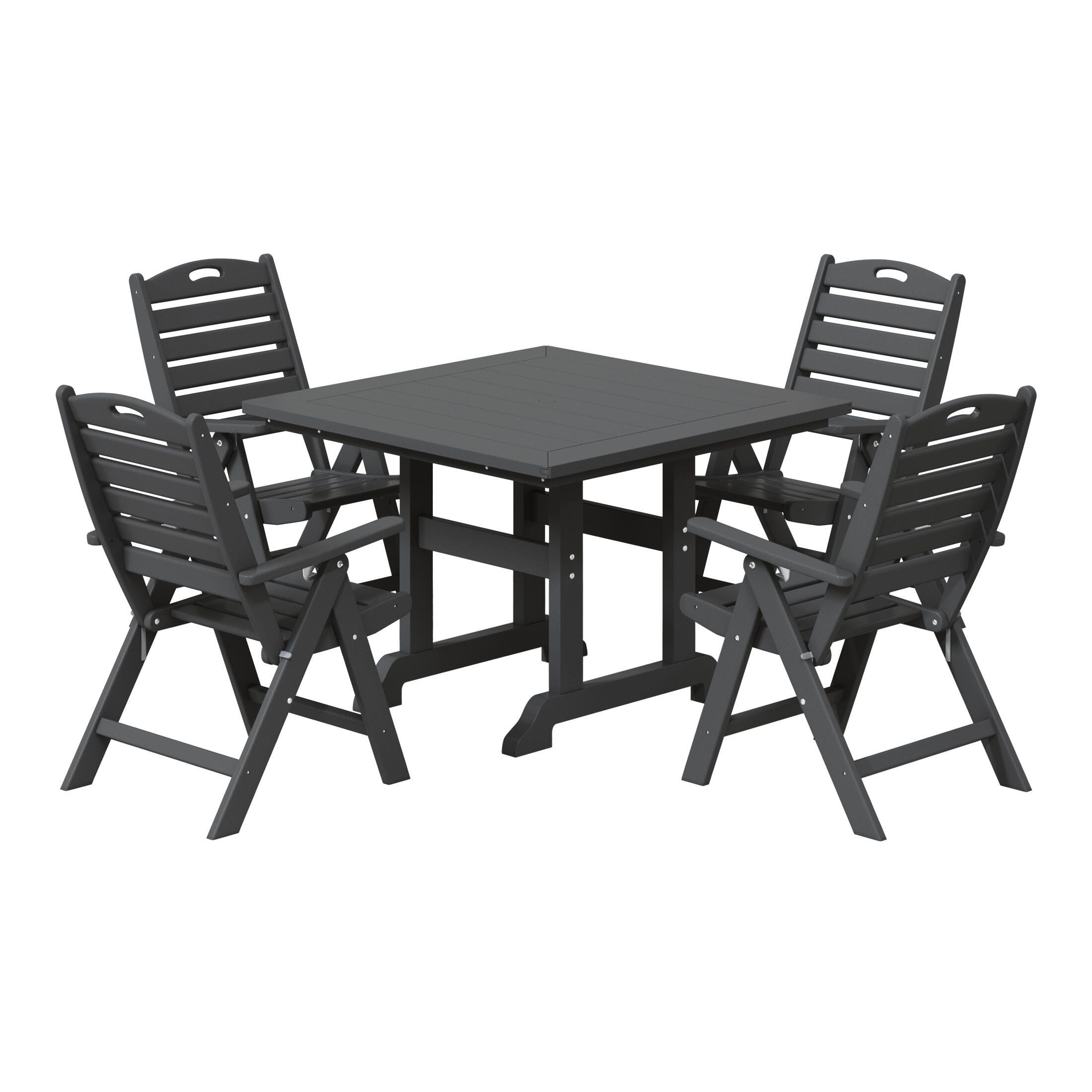 Westin Furniture Laguna Outdoor Square Dining Table and 4 Chairs, Gray, large