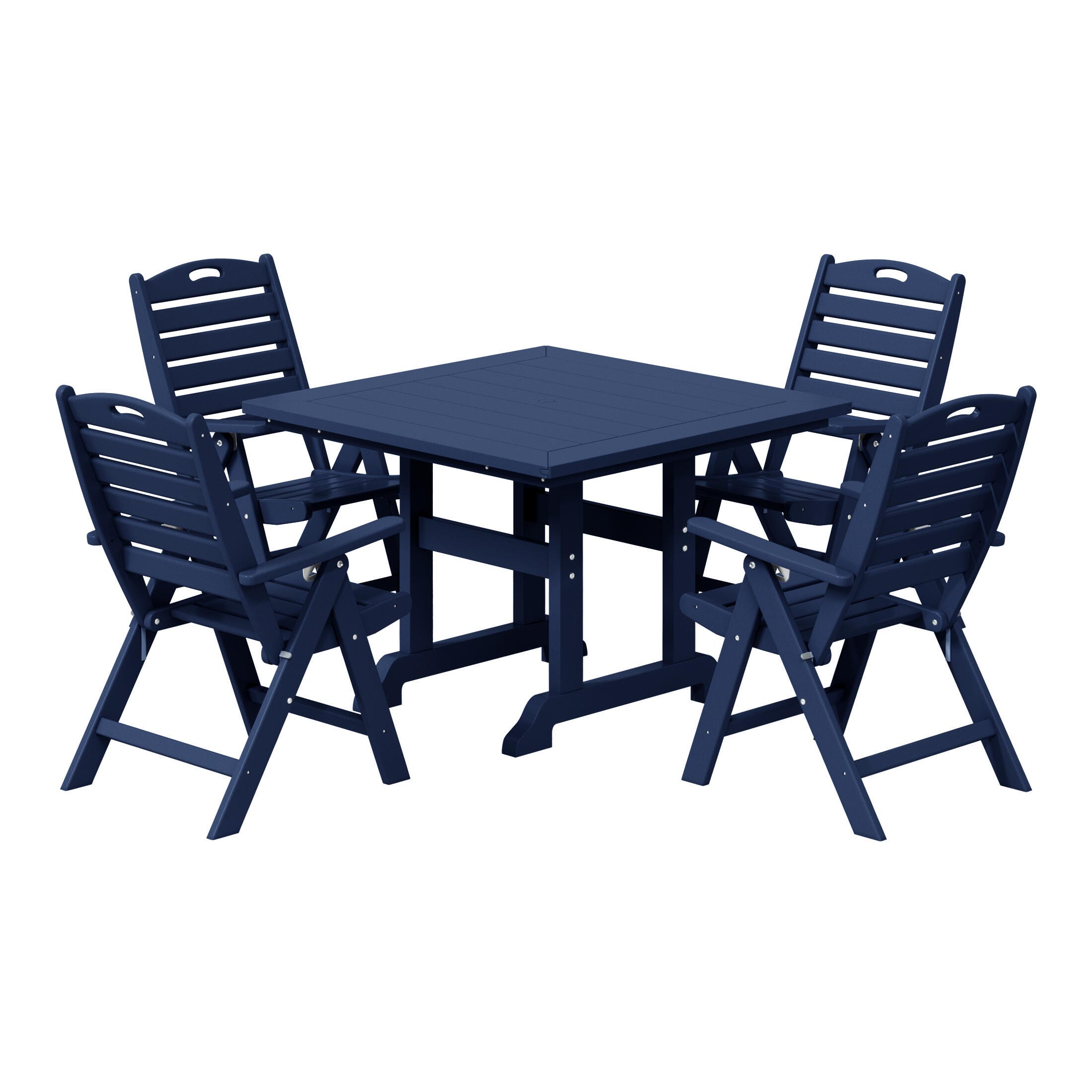 Westin Furniture Laguna Outdoor Square Dining Table and 4 Chairs, Navy Blue, large