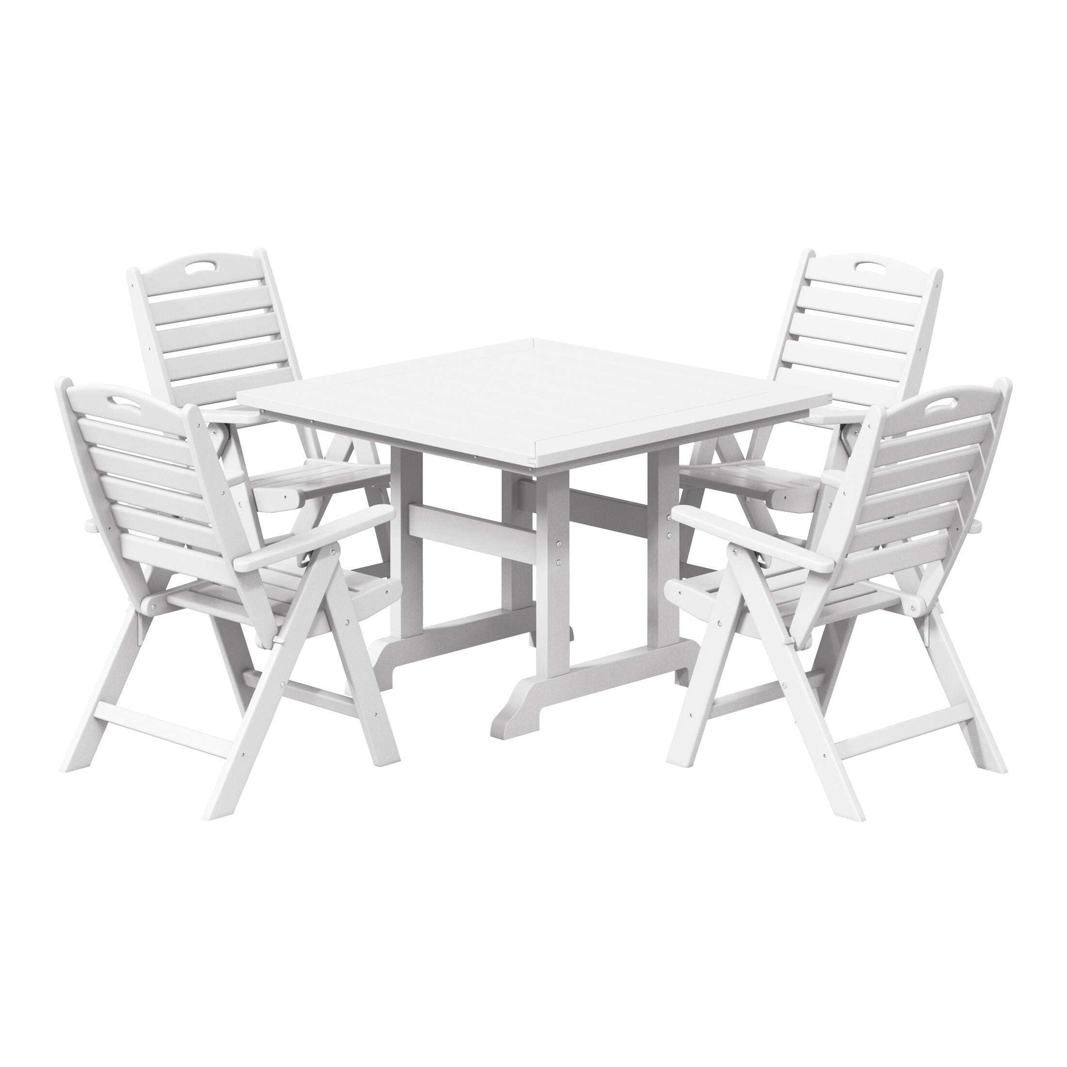 Westin Furniture Laguna Outdoor Square Dining Table and 4 Chairs, White, large