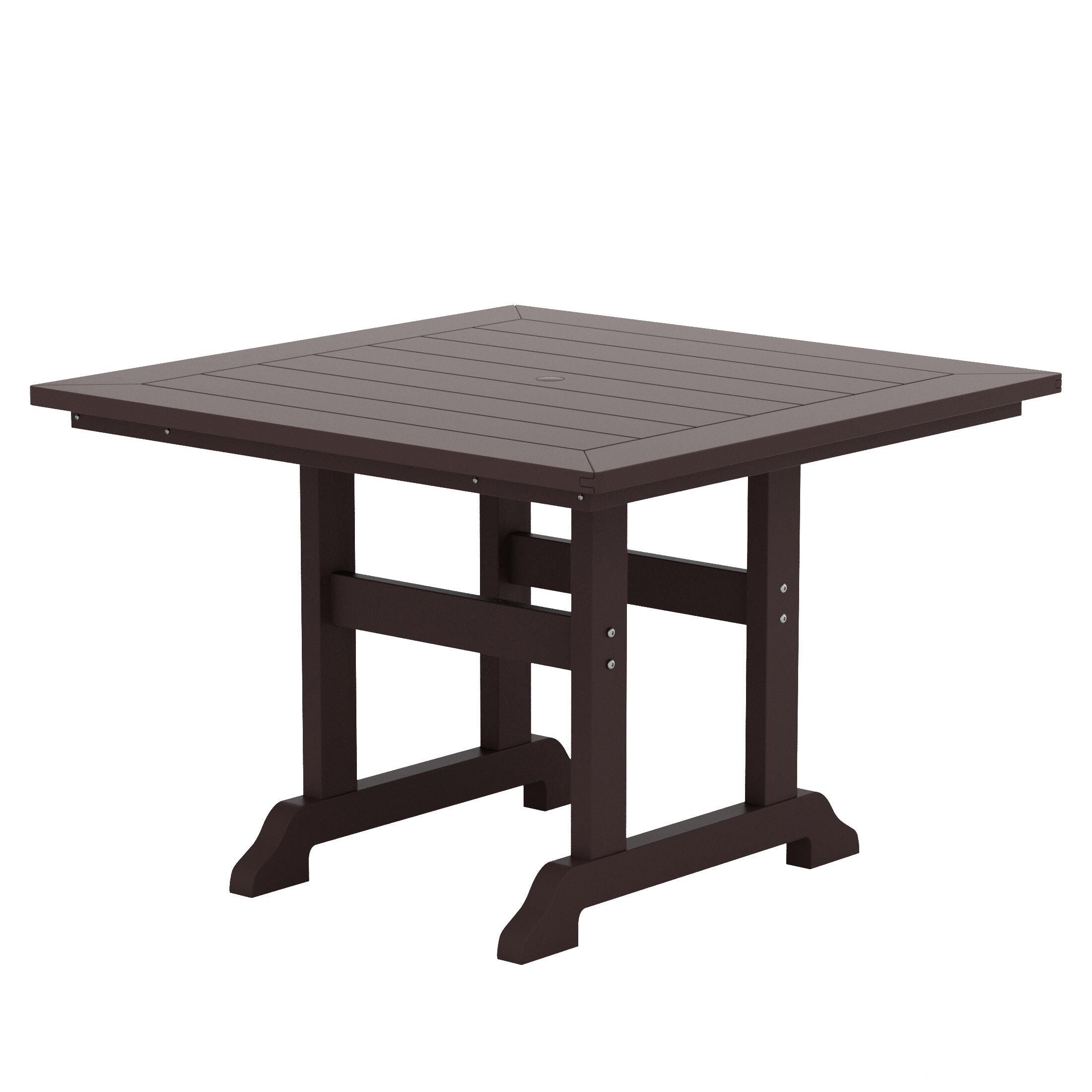 Westin Furniture Laguna Outdoor Square Dining Table and 4 Chairs, Dark Brown, large