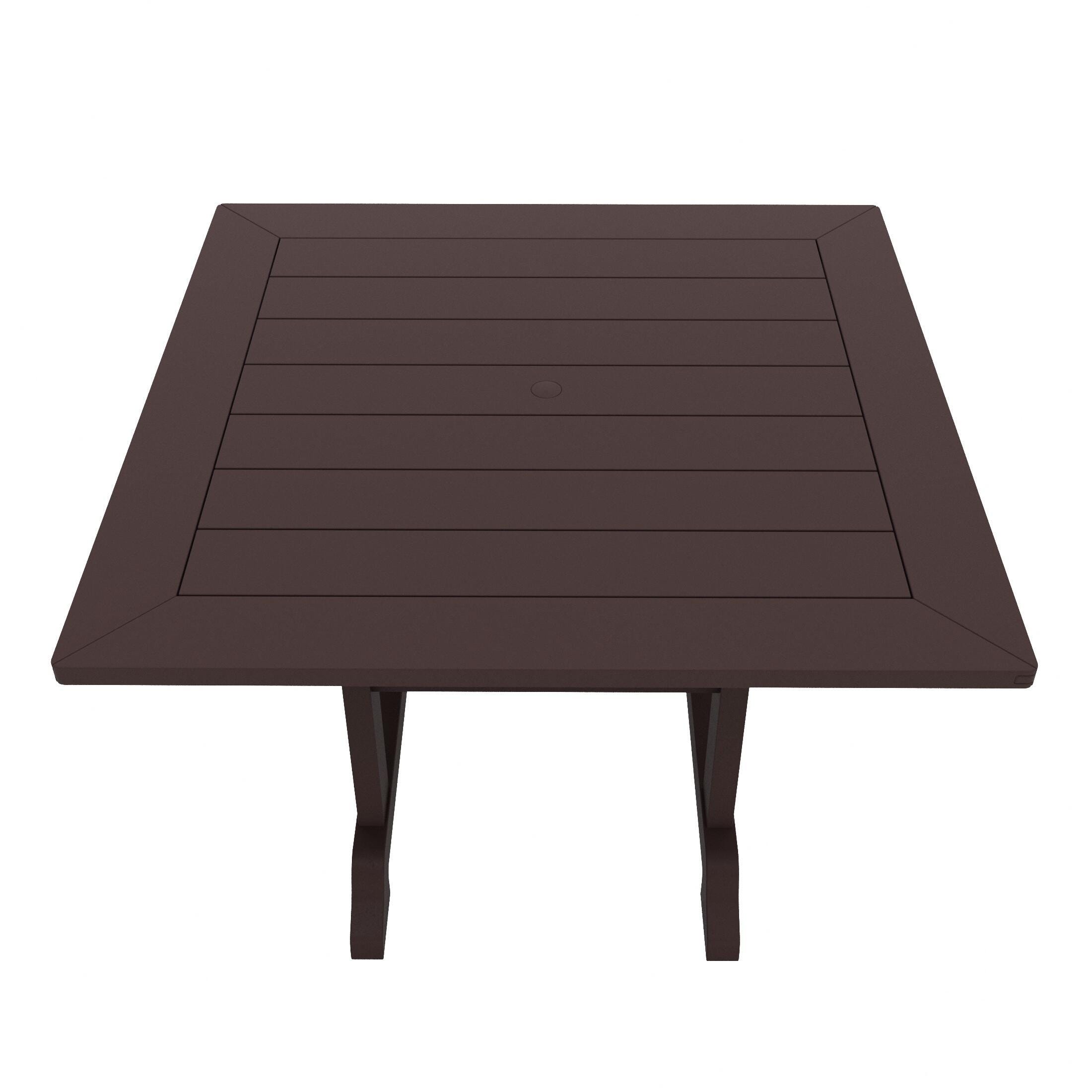 Westin Furniture Laguna Outdoor Square Dining Table and 4 Chairs, Dark Brown, large