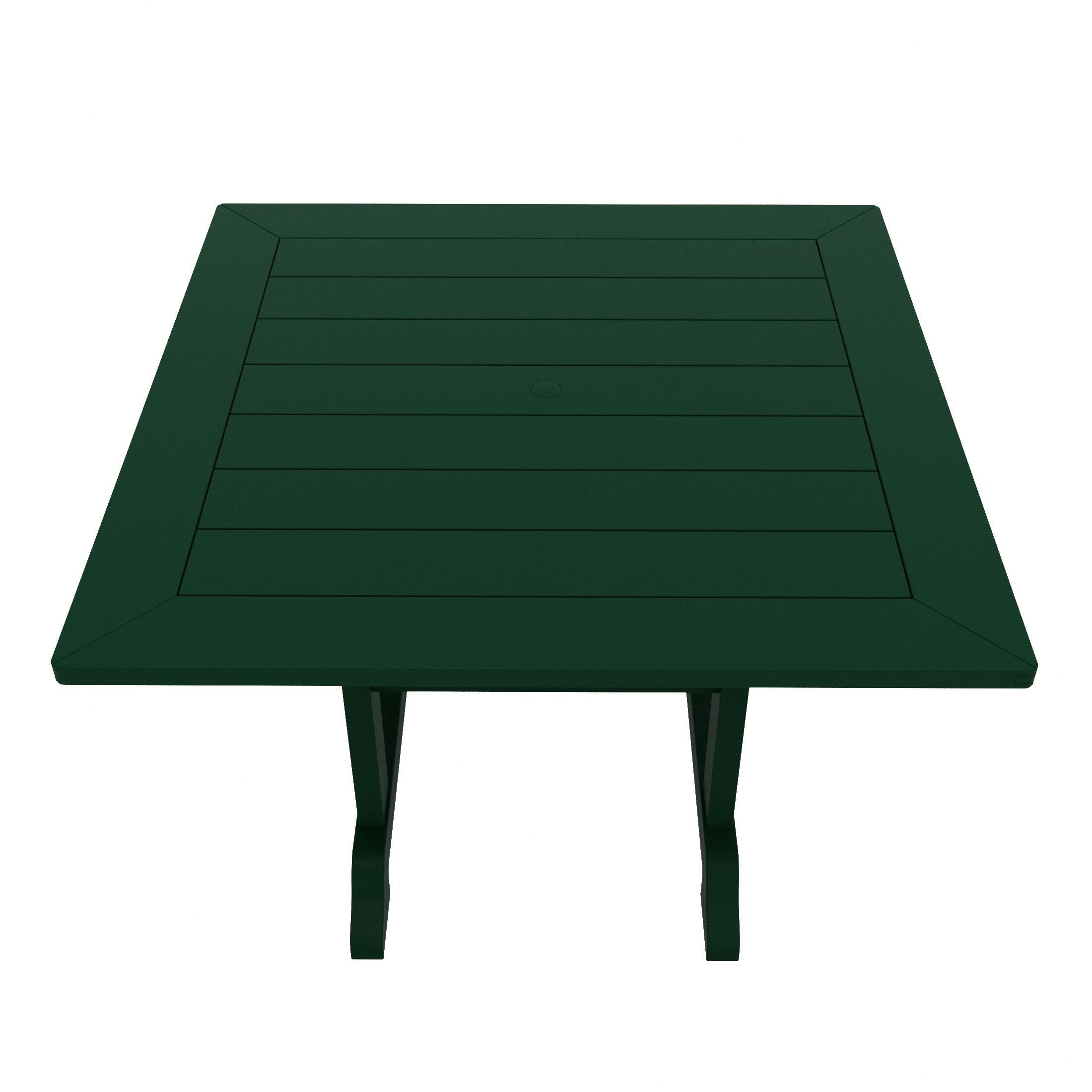 Westin Furniture Laguna Outdoor Square Dining Table and 4 Chairs, Dark Green, large