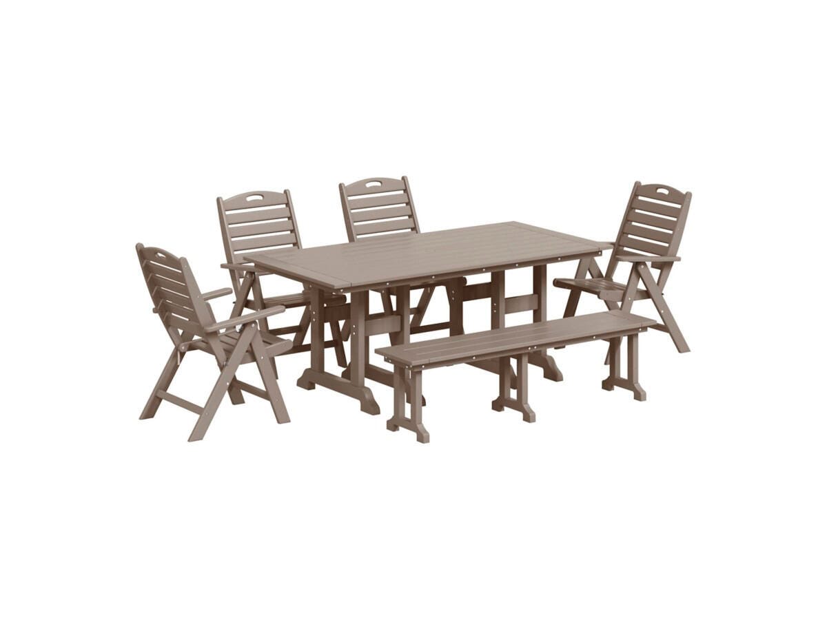 Westin Furniture Laguna Outdoor Dining Table and 4 Chairs and Bench, Beige, large
