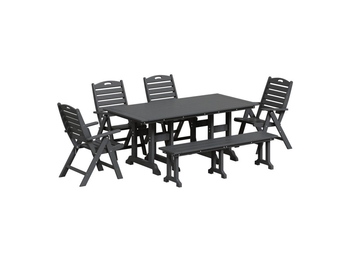 Westin Furniture Laguna Outdoor Dining Table and 4 Chairs and Bench, Gray, large