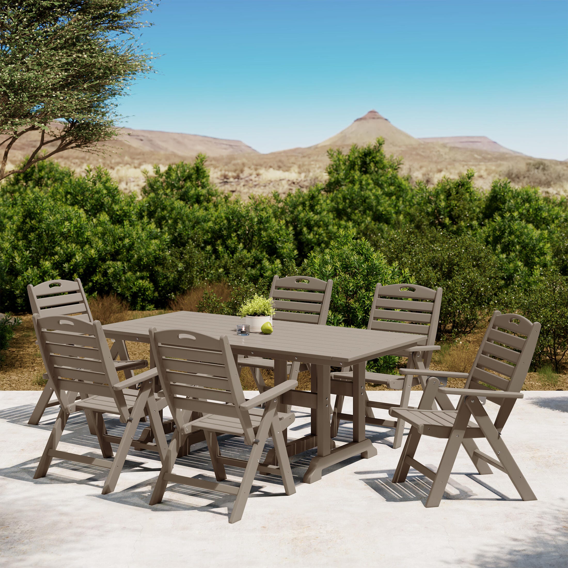 Westin Furniture Laguna Outdoor Dining Table and 6 Chairs, Beige, rollover