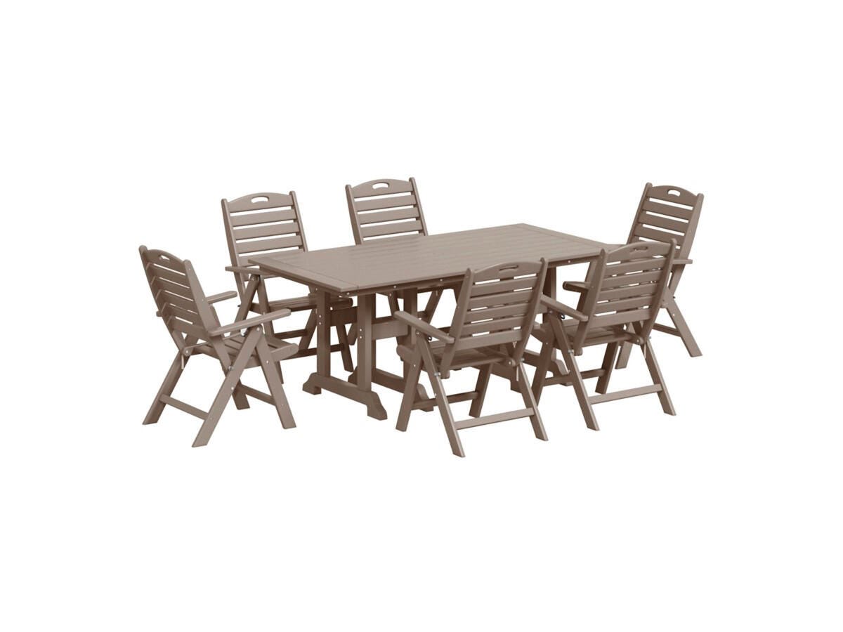 Westin Furniture Laguna Outdoor Dining Table and 6 Chairs, Beige, large