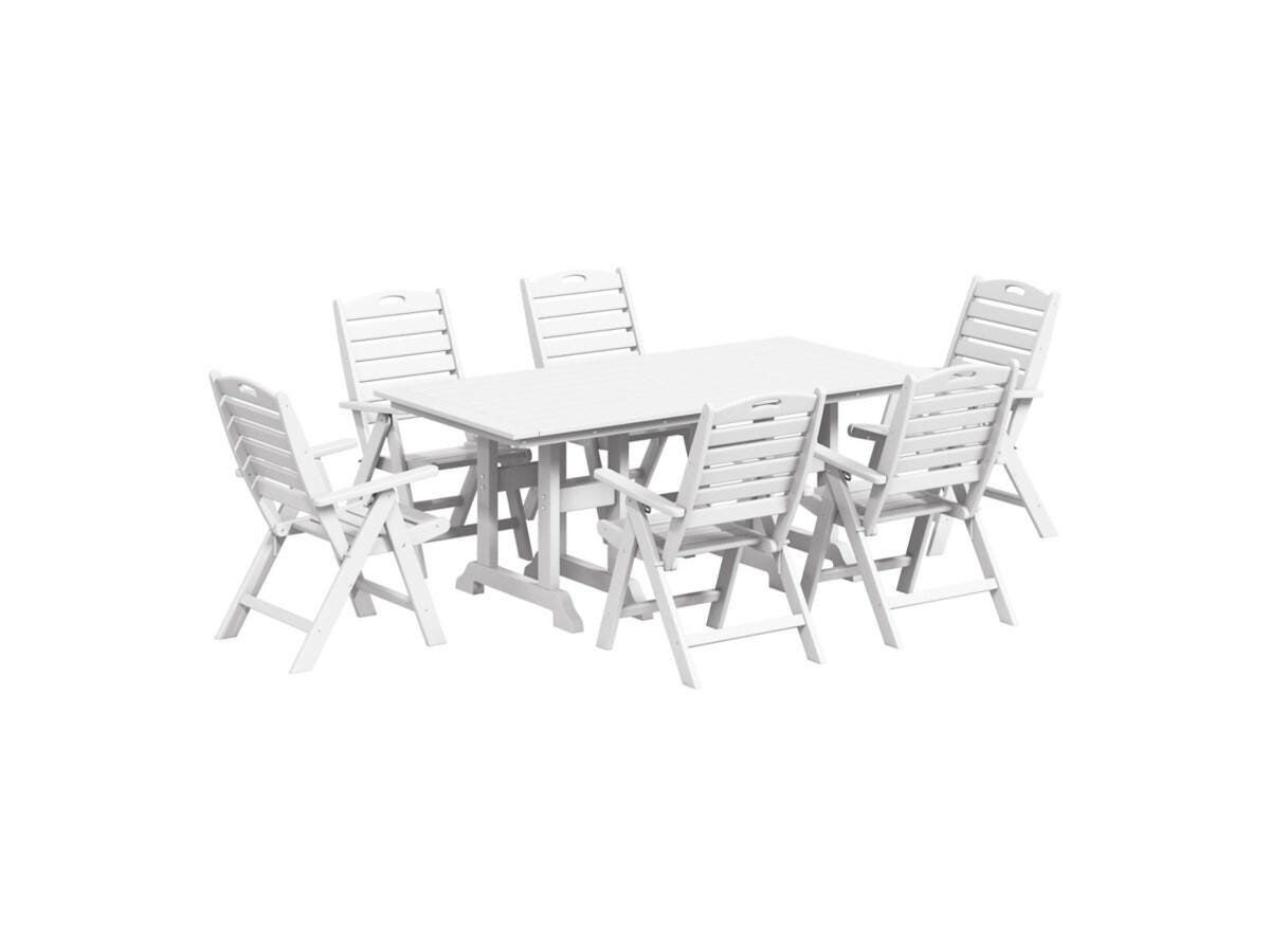 Westin Furniture Laguna Outdoor Dining Table and 6 Chairs, White, large