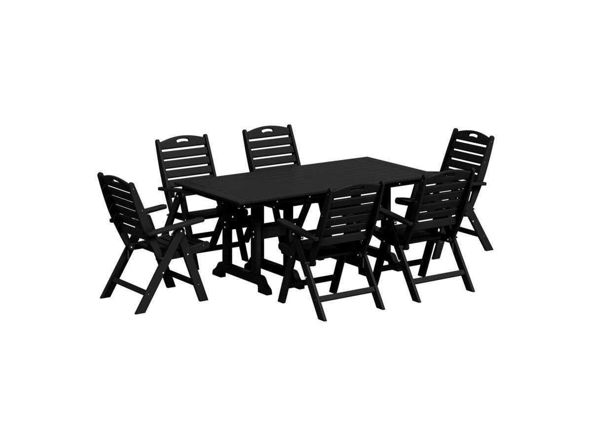 Westin Furniture Laguna Outdoor Dining Table and 6 Chairs, Black, large