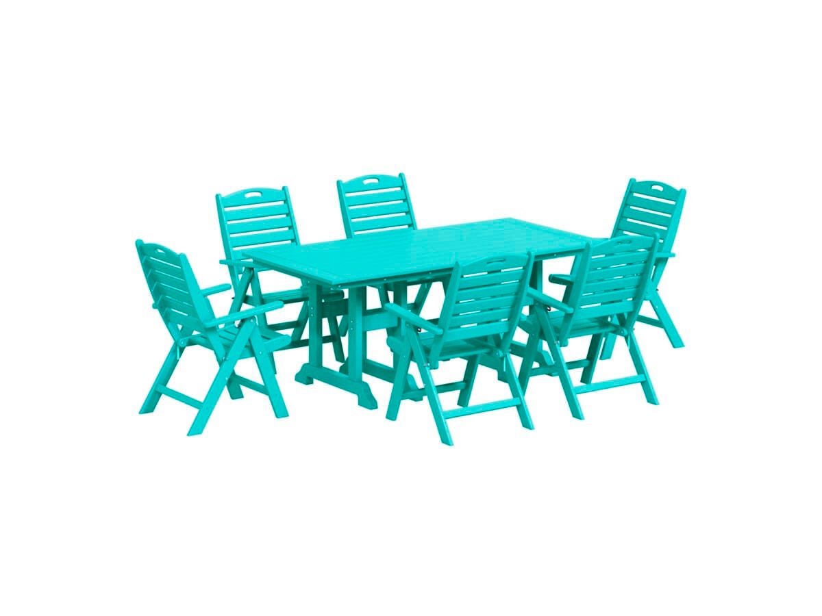 Westin Furniture Laguna Outdoor Dining Table and 6 Chairs, Turquoise, large