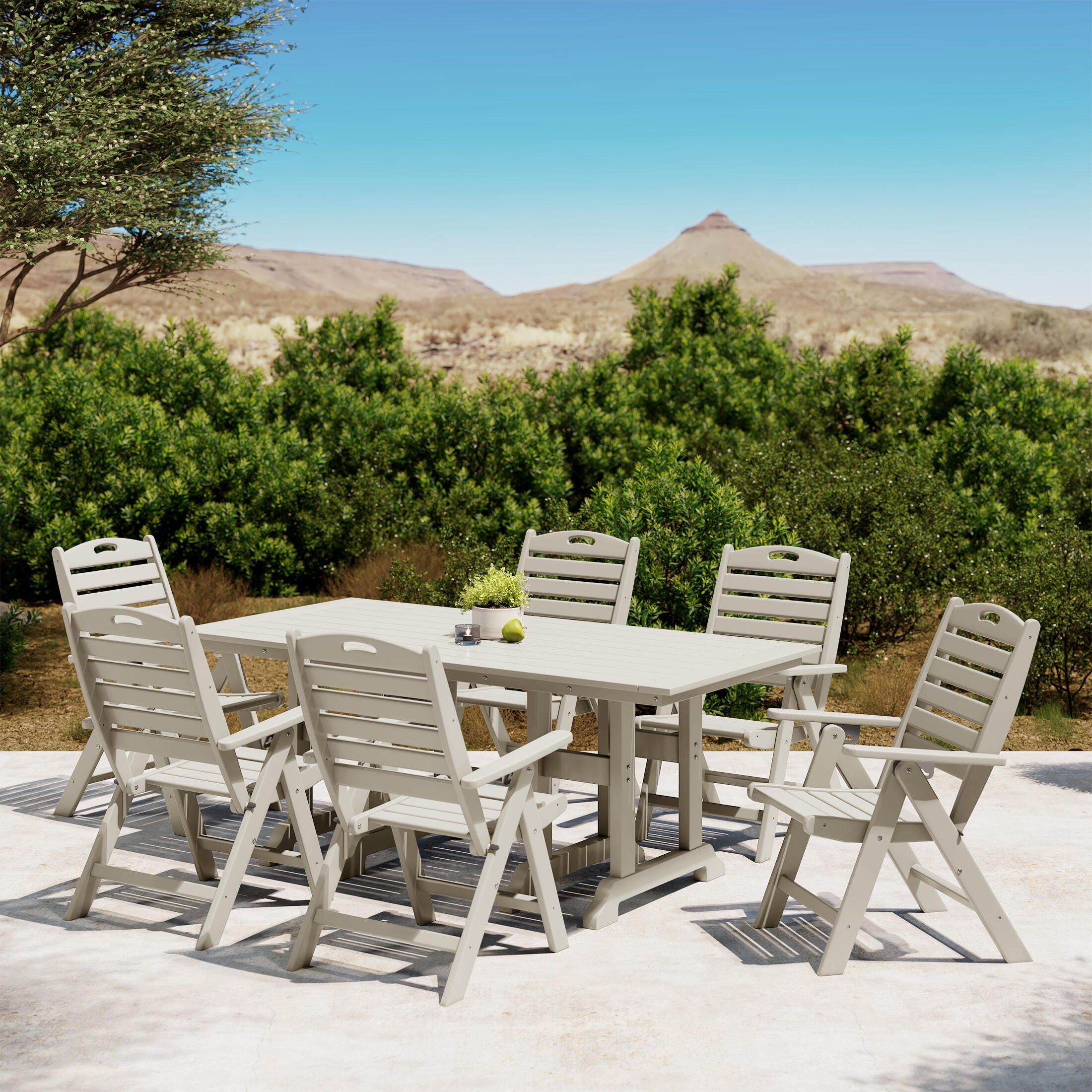Westin Furniture Laguna Outdoor Dining Table and 6 Chairs, Sand, rollover