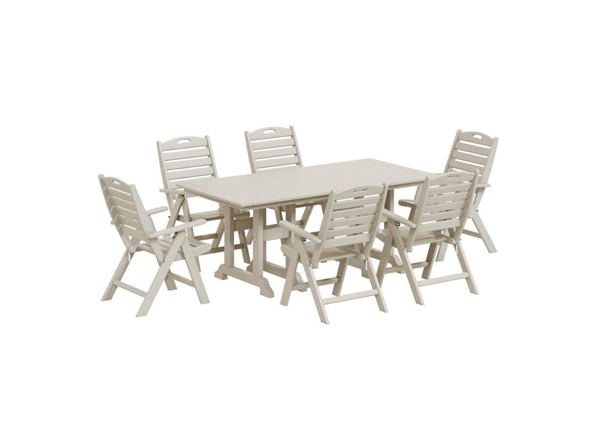 Westin Furniture Laguna Outdoor Dining Table and 6 Chairs, Sand, large