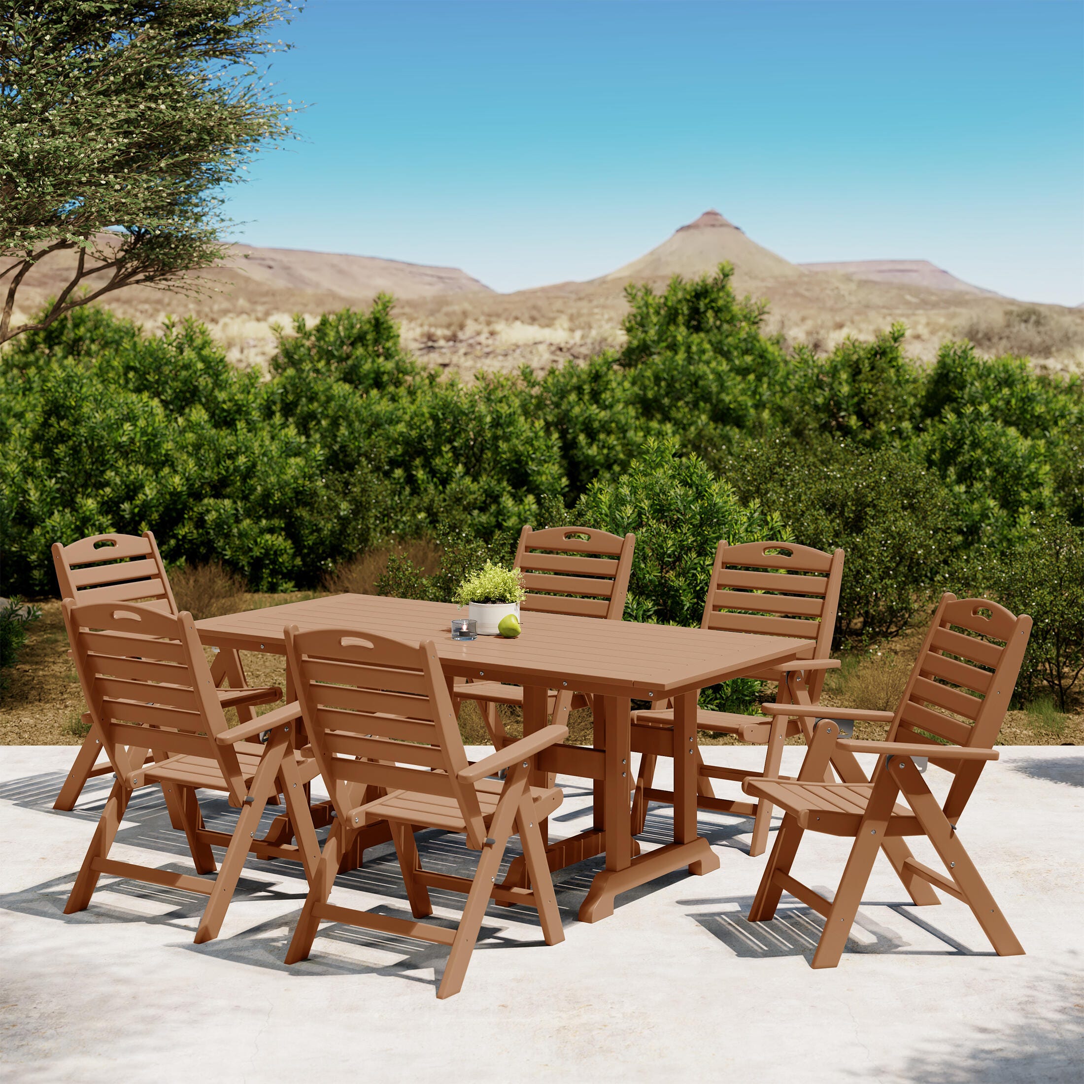 Westin Furniture Laguna Outdoor Dining Table and 6 Chairs, Teak, large
