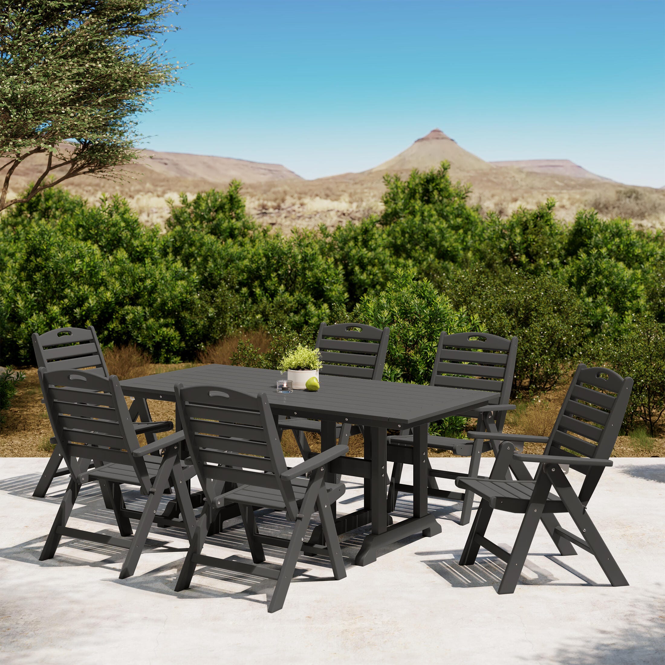 Westin Furniture Laguna Outdoor Dining Table and 6 Chairs, Gray, rollover