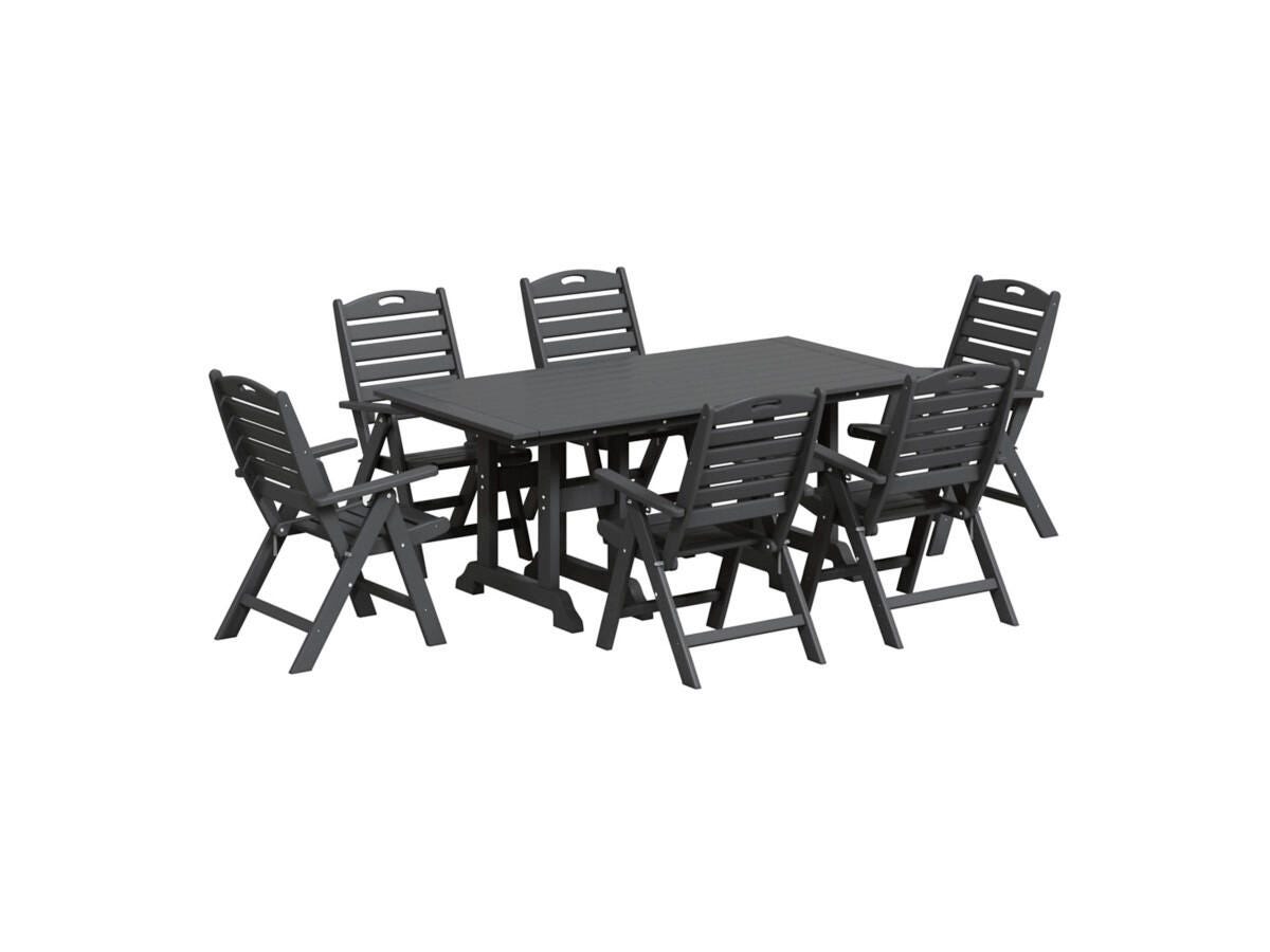 Westin Furniture Laguna Outdoor Dining Table and 6 Chairs, Gray, large