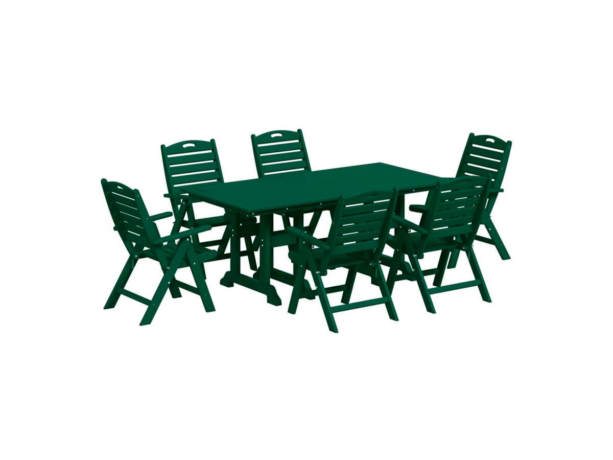 Westin Furniture Laguna Outdoor Dining Table and 6 Chairs, Dark Green, large