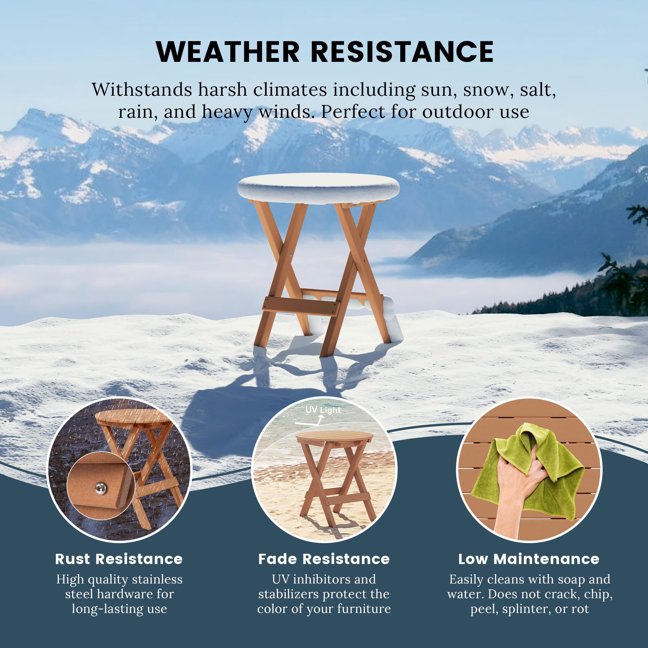 Westin Furniture Laguna Outdoor Bistro Table and 2 Chairs, Teak, large