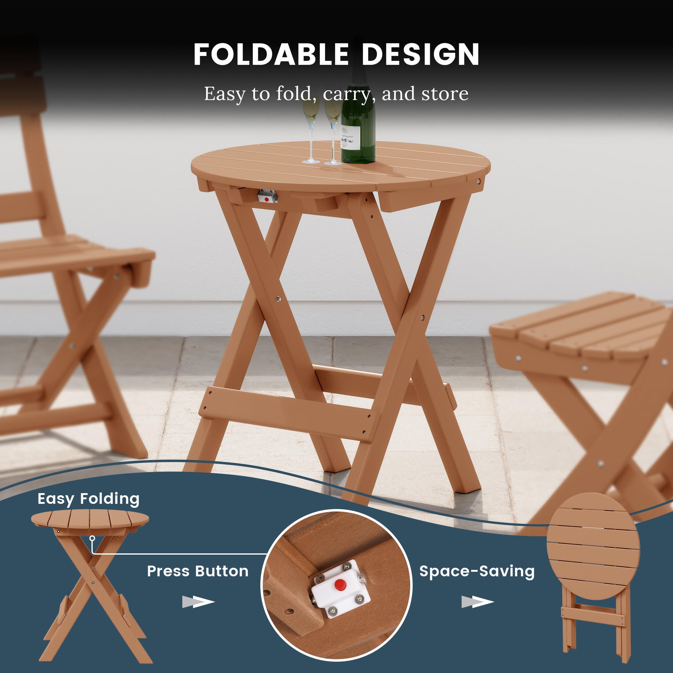 Westin Furniture Laguna Outdoor Bistro Table and 2 Chairs, Teak, large