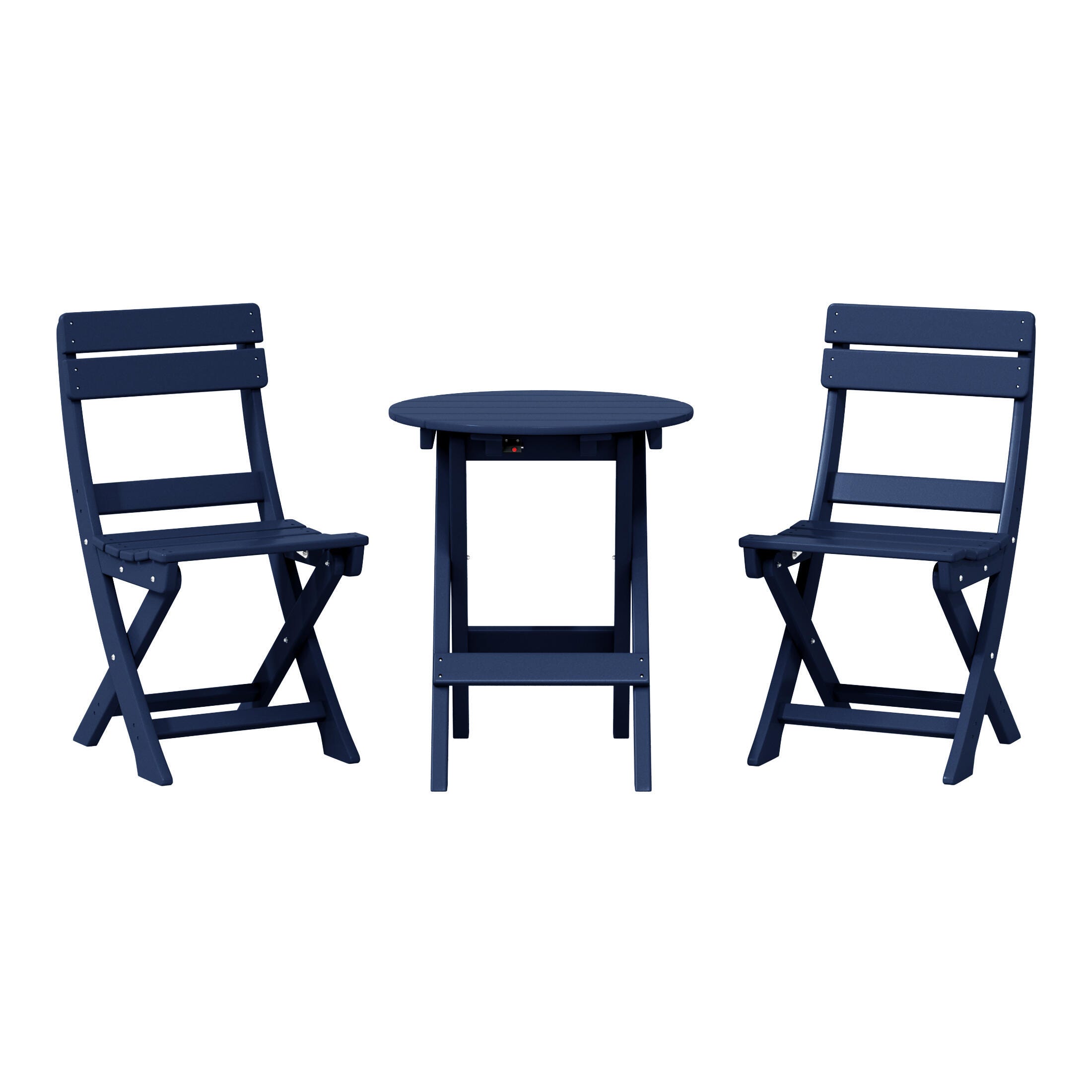 Westin Furniture Laguna Outdoor Bistro Table and 2 Chairs, Navy Blue, large