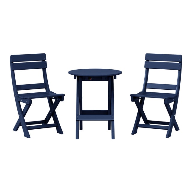 Westin Furniture Laguna Outdoor Bistro Table and 2 Chairs, Navy Blue