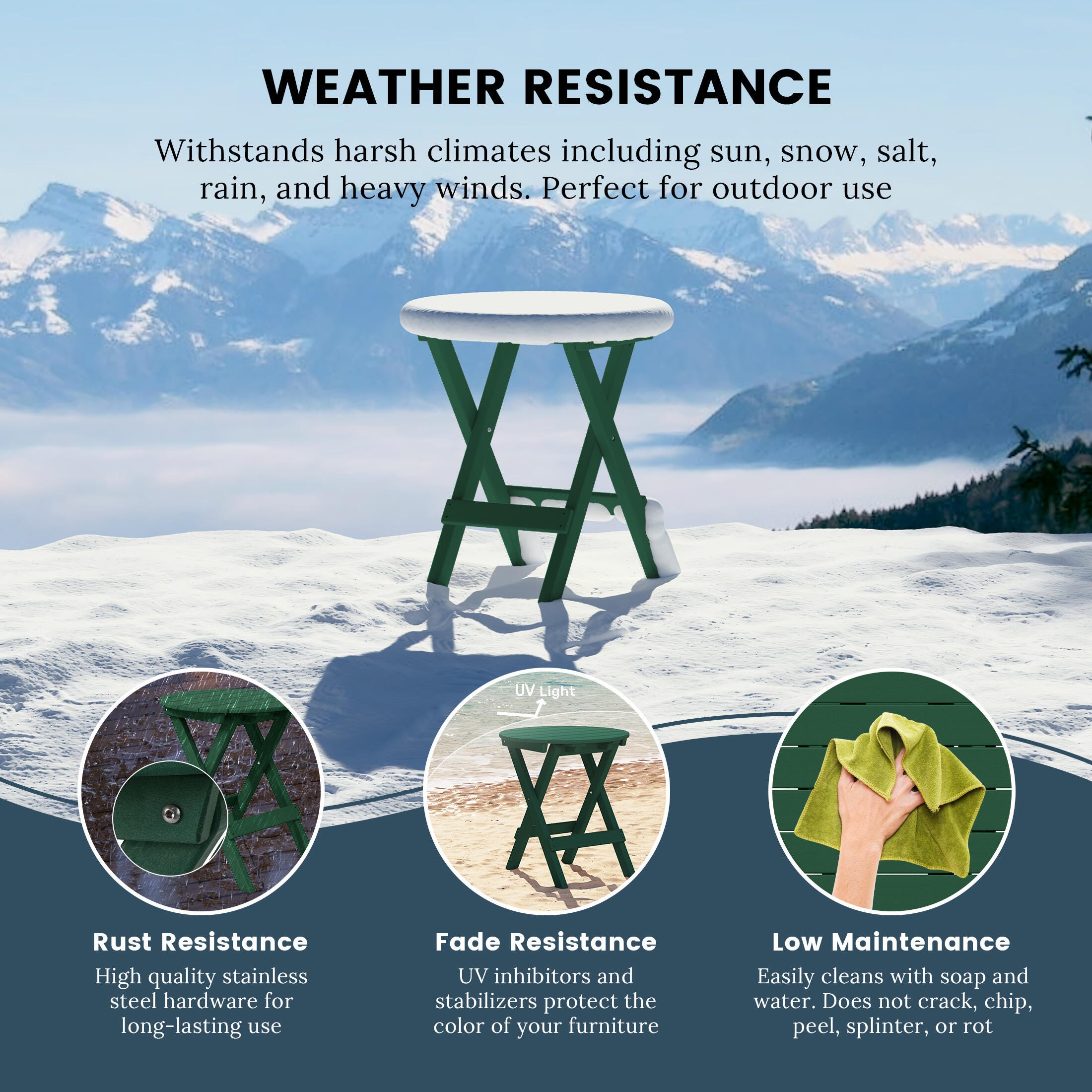 Westin Furniture Laguna Outdoor Bistro Table and 2 Chairs, Dark Green, large