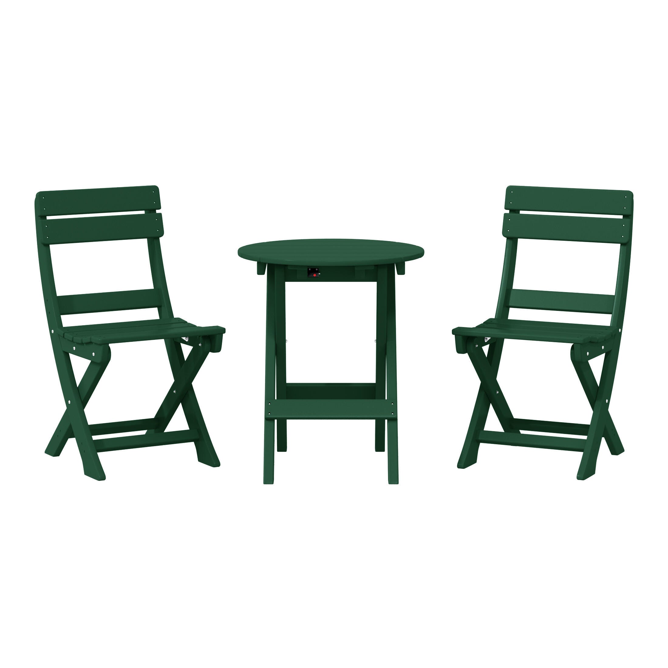 Westin Furniture Laguna Outdoor Bistro Table and 2 Chairs, Dark Green, large