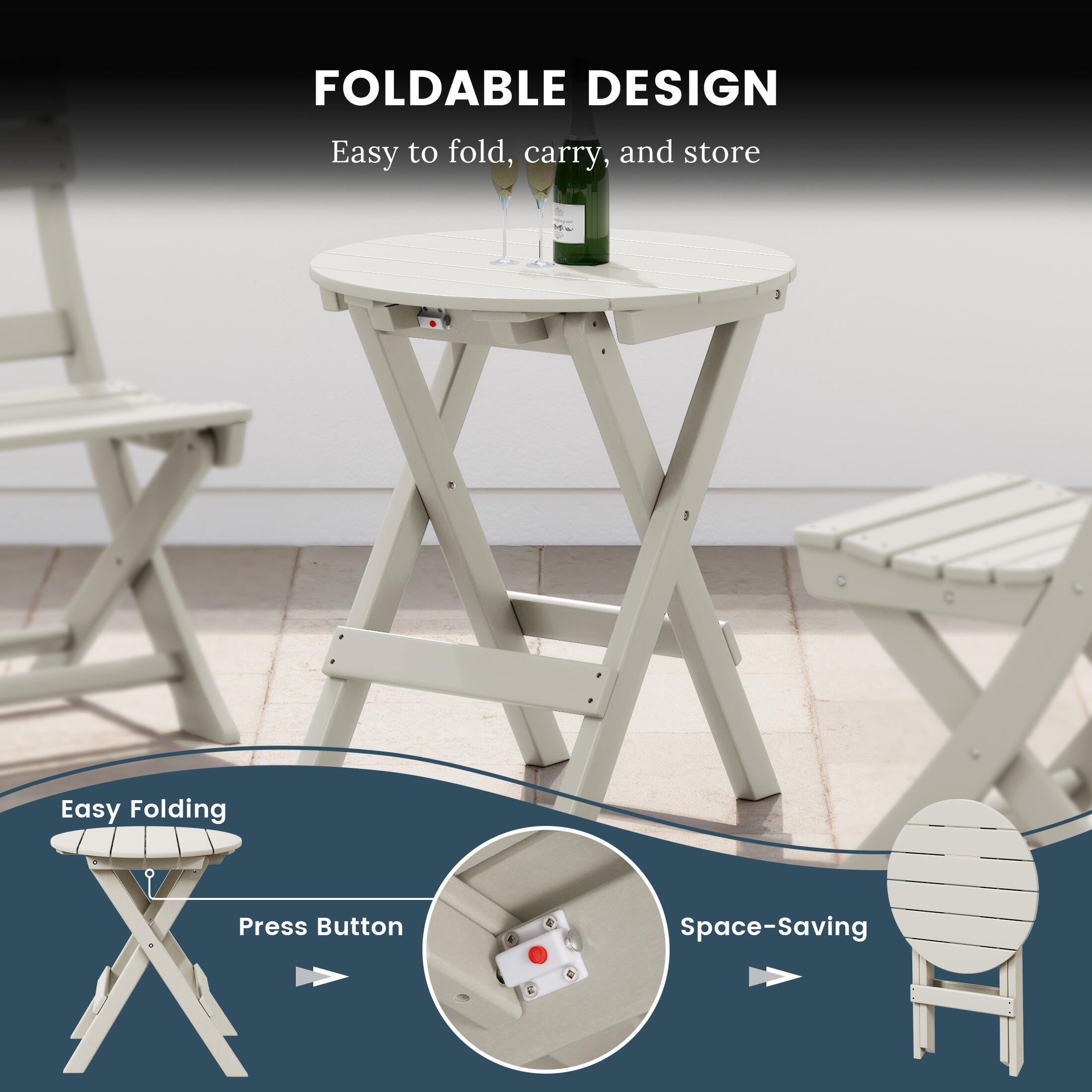Westin Furniture Laguna Outdoor Bistro Table and 2 Chairs, Sand, large