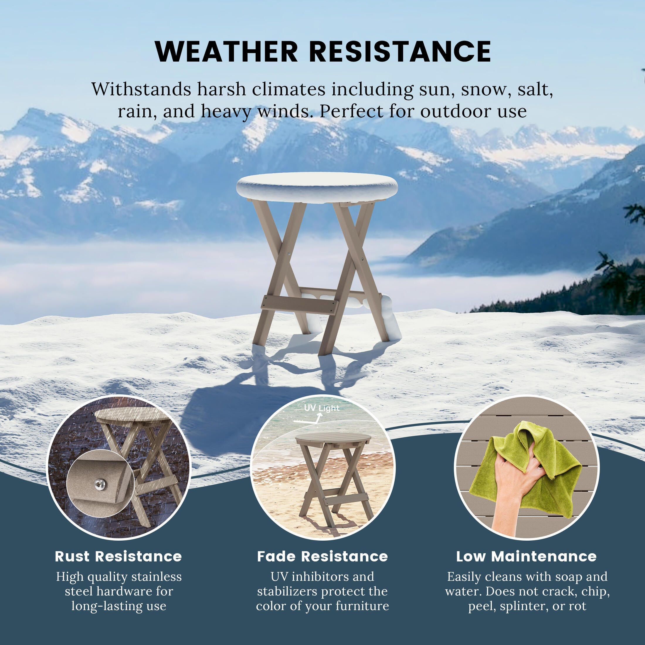 Westin Furniture Laguna Outdoor Bistro Table and 2 Chairs, Beige, large