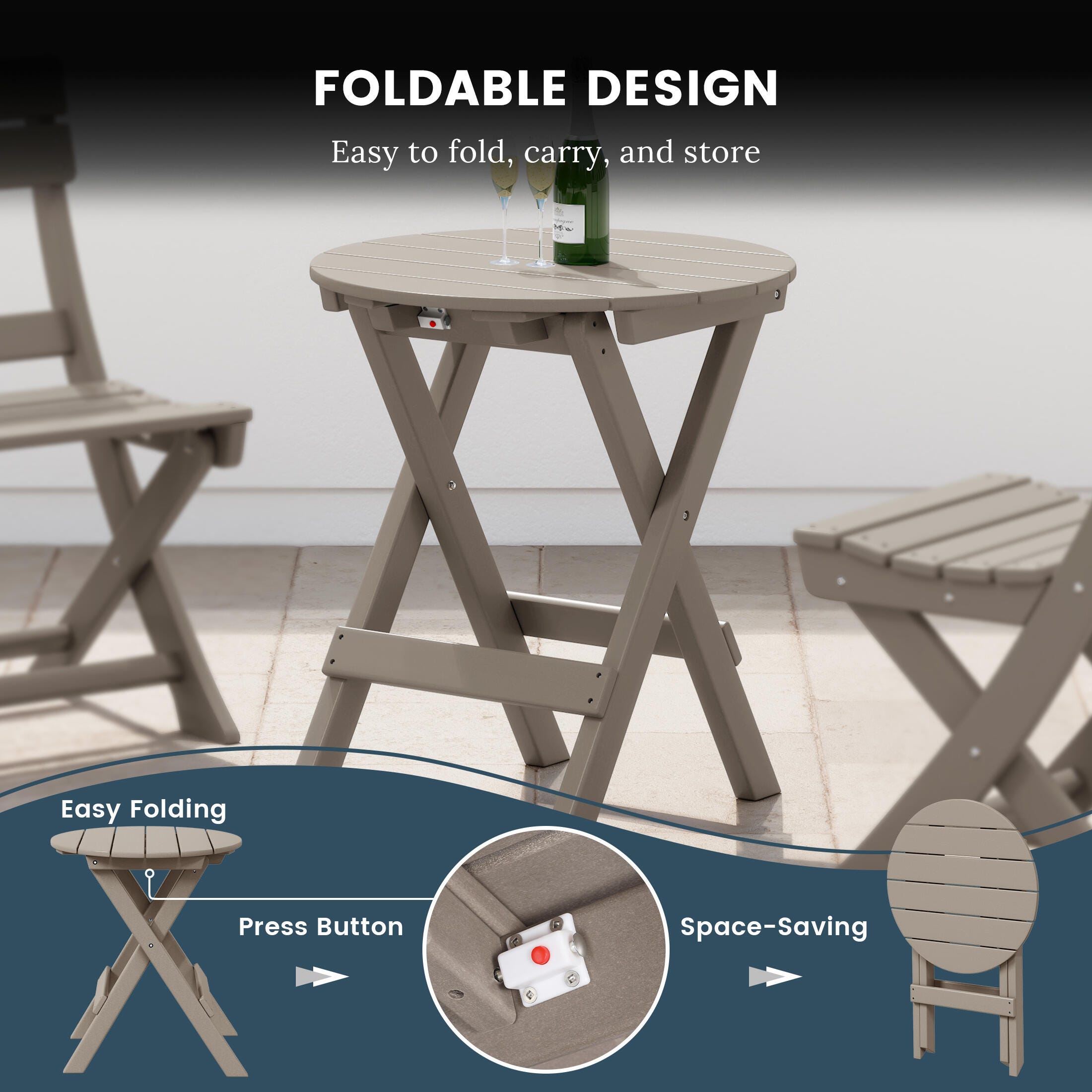 Westin Furniture Laguna Outdoor Bistro Table and 2 Chairs, Beige, large