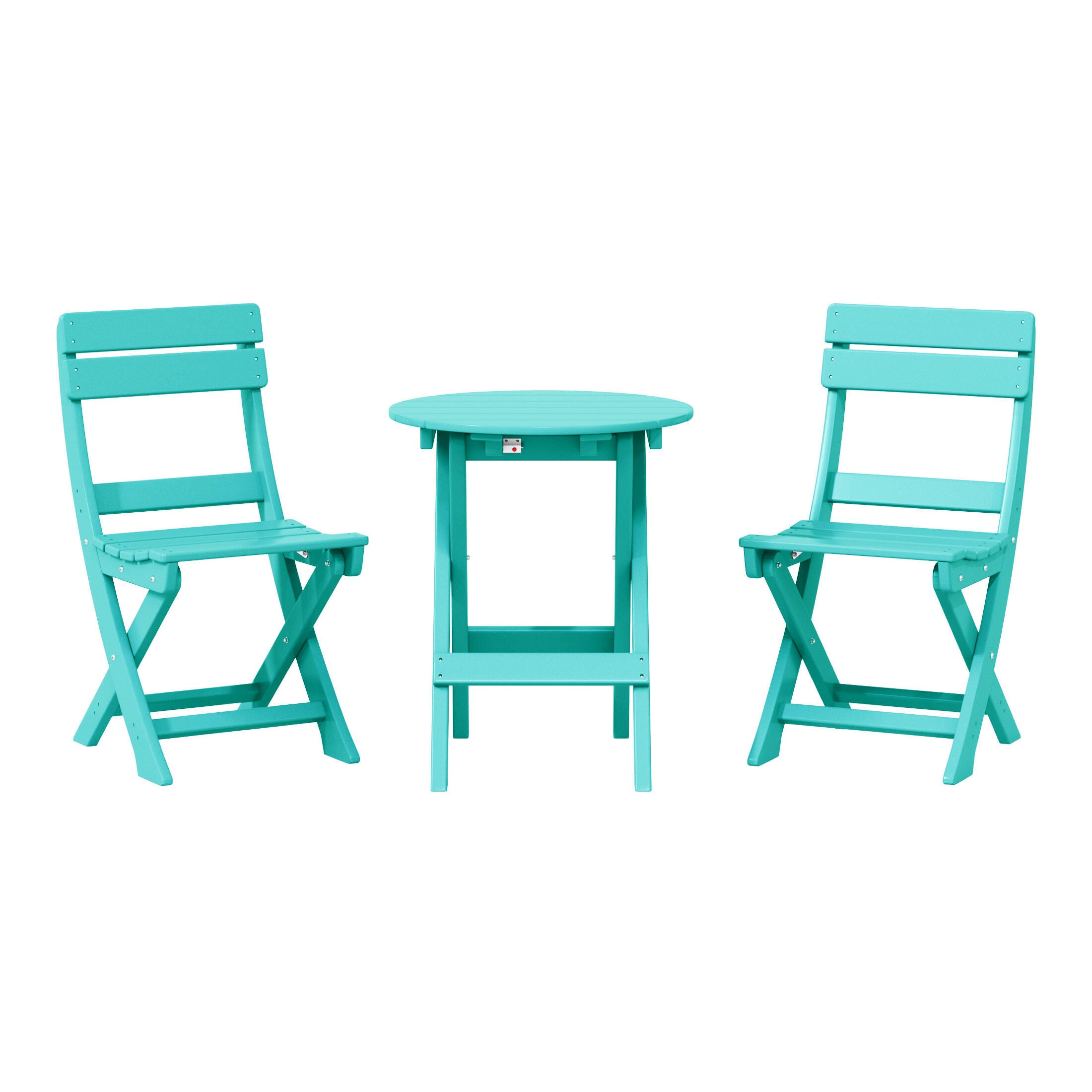 Westin Furniture Laguna Outdoor Bistro Table and 2 Chairs, Turquoise, large