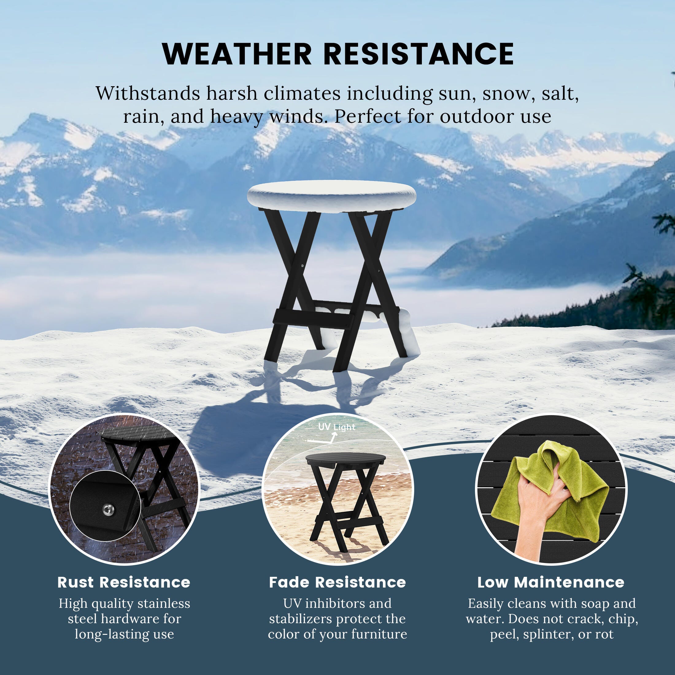Westin Furniture Laguna Outdoor Bistro Table and 2 Chairs, Black, large